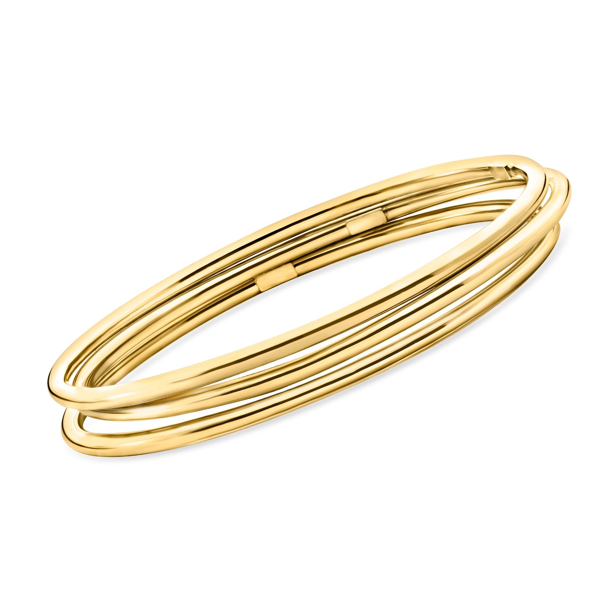 Ross-Simons Italian 22kt Gold Over Sterling Silver Jewelry Set - 3 Polished Bangle Bracelets (7.5 Inches) for Women, Gift for Her, Anniversary, Birthday, Wedding & Special Occasions