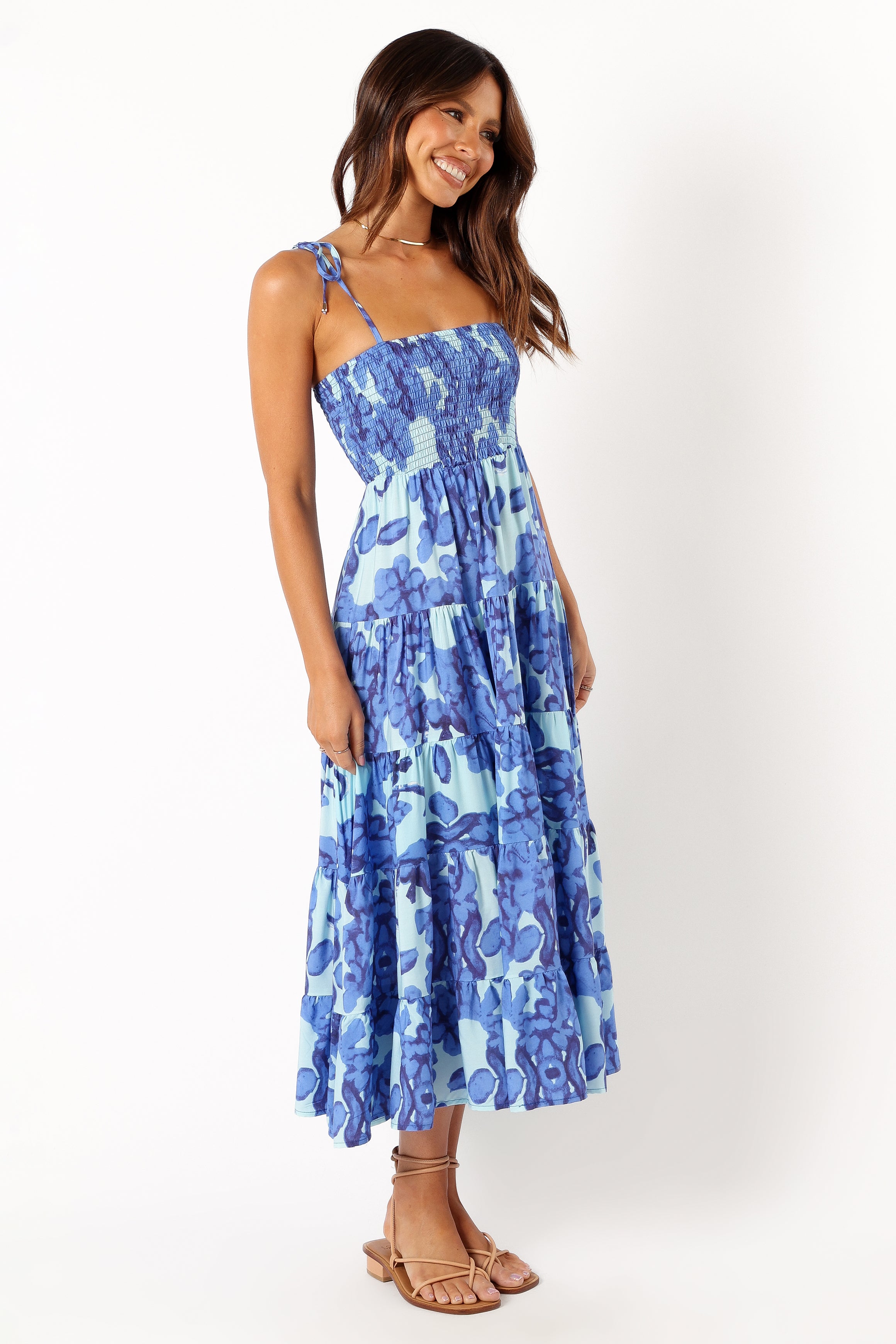 Amarie Midi Dress - Flowy Blue Summer Dress for Women | Perfect for Beach Vacations, Date Nights & Casual Outings
