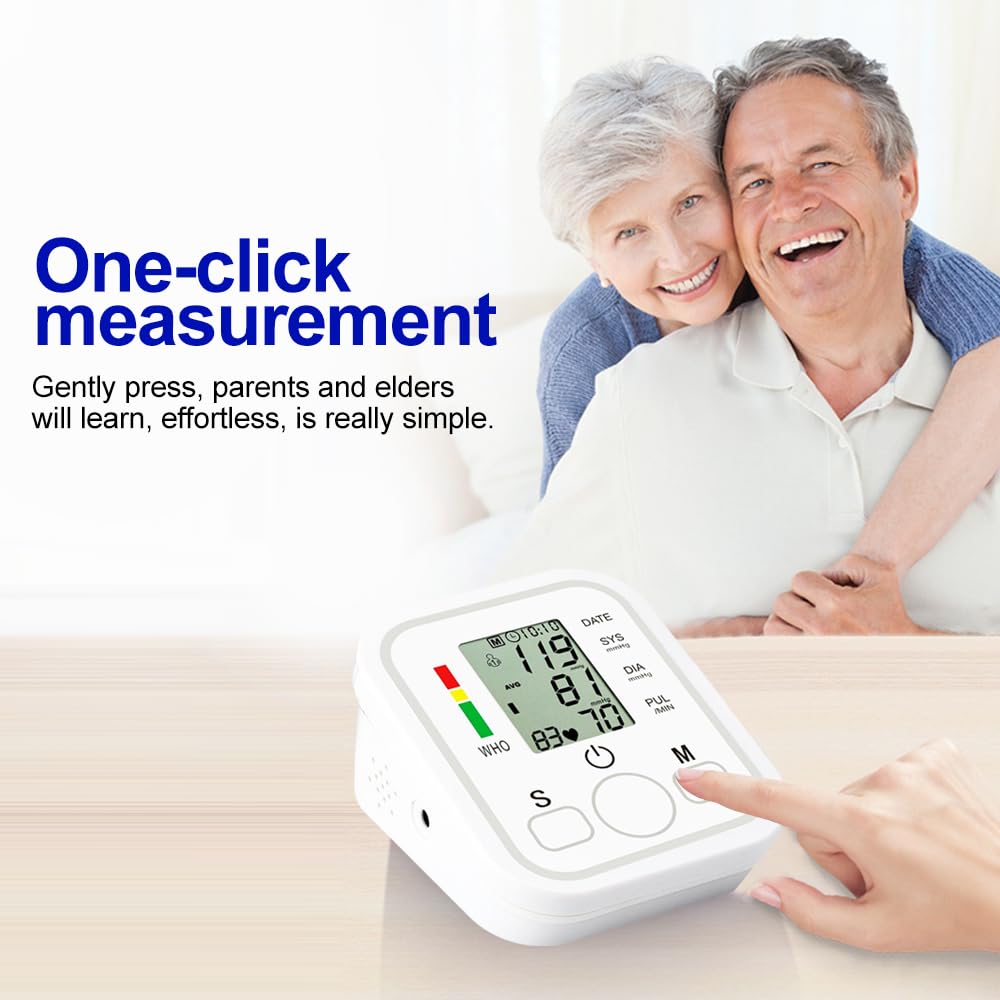 Accurate Digital Blood Pressure Monitor for Upper Arm - Home Use BP Machine with Comfortable Cuff (White) | Track Hypertension & Heart Health at Home
