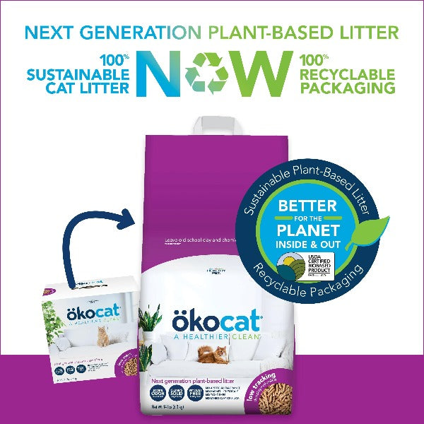 ökocat Original Less Mess Wood Cat Litter - 14lb Natural Pine Pellet Litter for Odor Control | Low Tracking & Dust-Free | Ideal for Multi-Cat Homes & Small Spaces