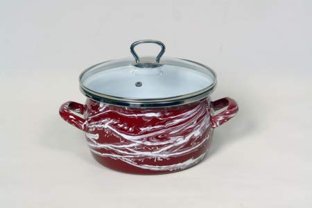 Santex 5.0L Enamel Cooking Pot with Glass Lid - Shake Pale Burgundy - Large Dutch Oven for Soups, Stews & Pasta - Essential Kitchen Cookware for Home Chefs & Camping