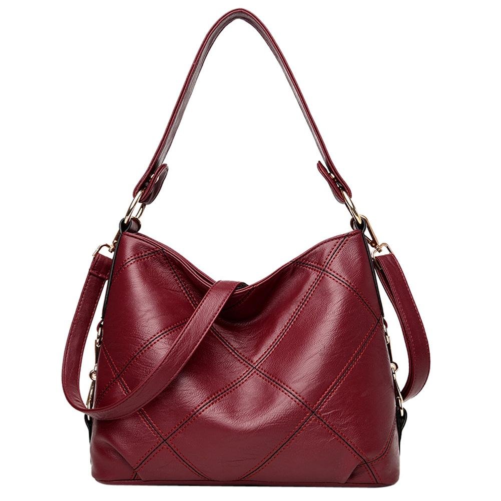 Sikiwind Women's Soft PU Leather Messenger Tote Shoulder Bag - Wine Red Crossbody Purse for Work, Travel & Everyday Use