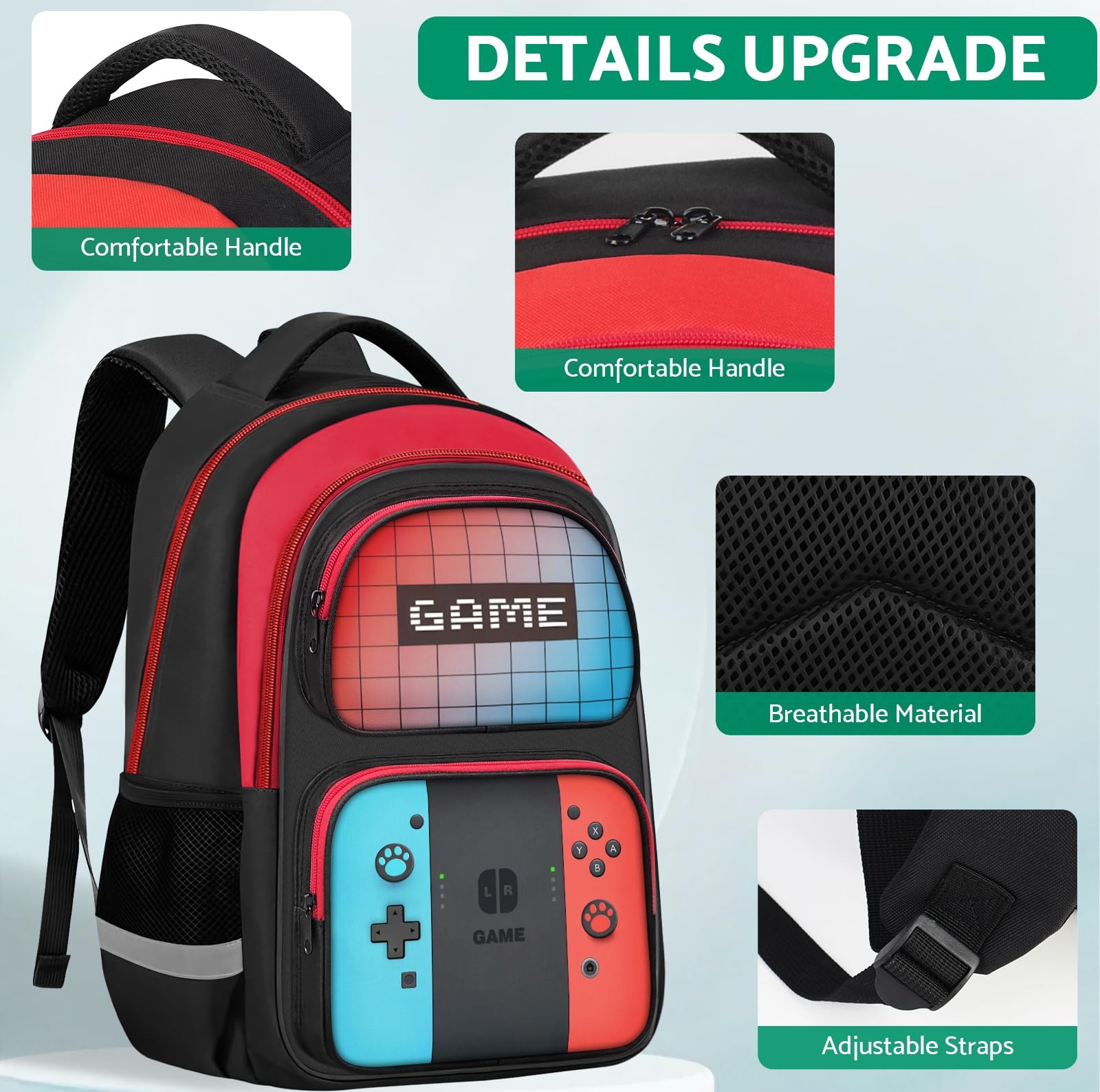 Kids Backpack for Boys - Durable 17 Inch Gamer Backpack for Children & Teens - School Bookbag for Elementary & Middle School Students - Perfect for Gaming, School, Travel & Daily Use