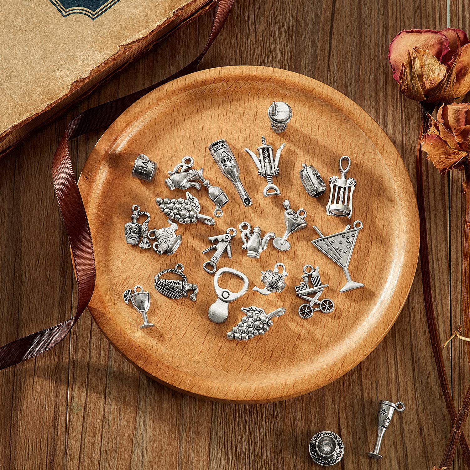 85-Piece Wine-Themed Charms Set for Jewelry Making - Glass Charms, Bracelet & Necklace Pendants - Includes Storage Bag - Perfect for DIY Crafts, Wine Parties & Gifts