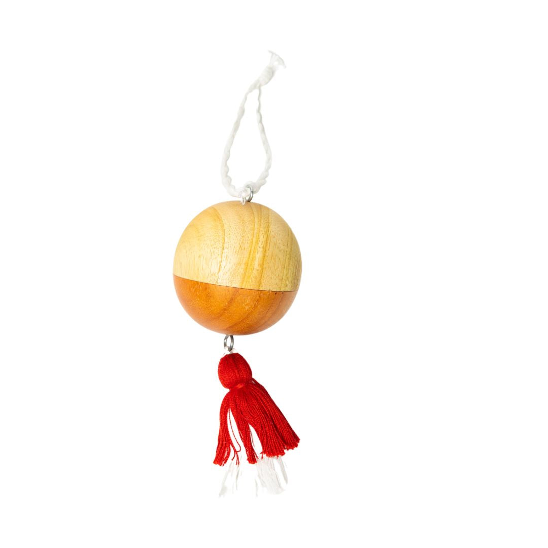 Handmade Wooden Christmas Ball Ornaments - Set of 6 Natural Wood Holiday Decorations for Tree, Wreath, and Festive Home Decor