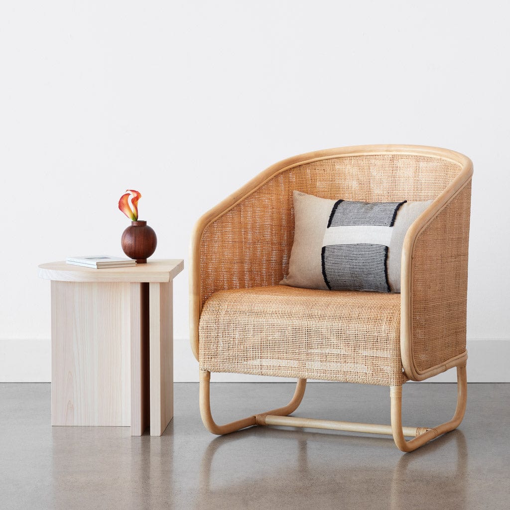 Lindu Cane Lounge Chair - Handwoven Rattan Patio Chair with Cushion - Perfect for Outdoor, Garden, Poolside & Balcony Relaxation
