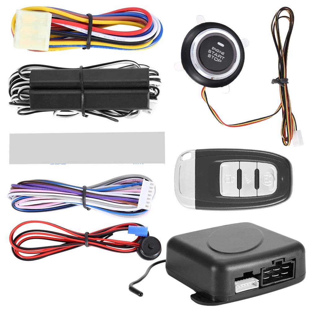 12V Keyless Entry System Kit with Remote Start & Car Alarm - One-Way Push Button Trunk Release & Door Lock for Easy Vehicle Access (Ideal for Parking, Security & Convenience)