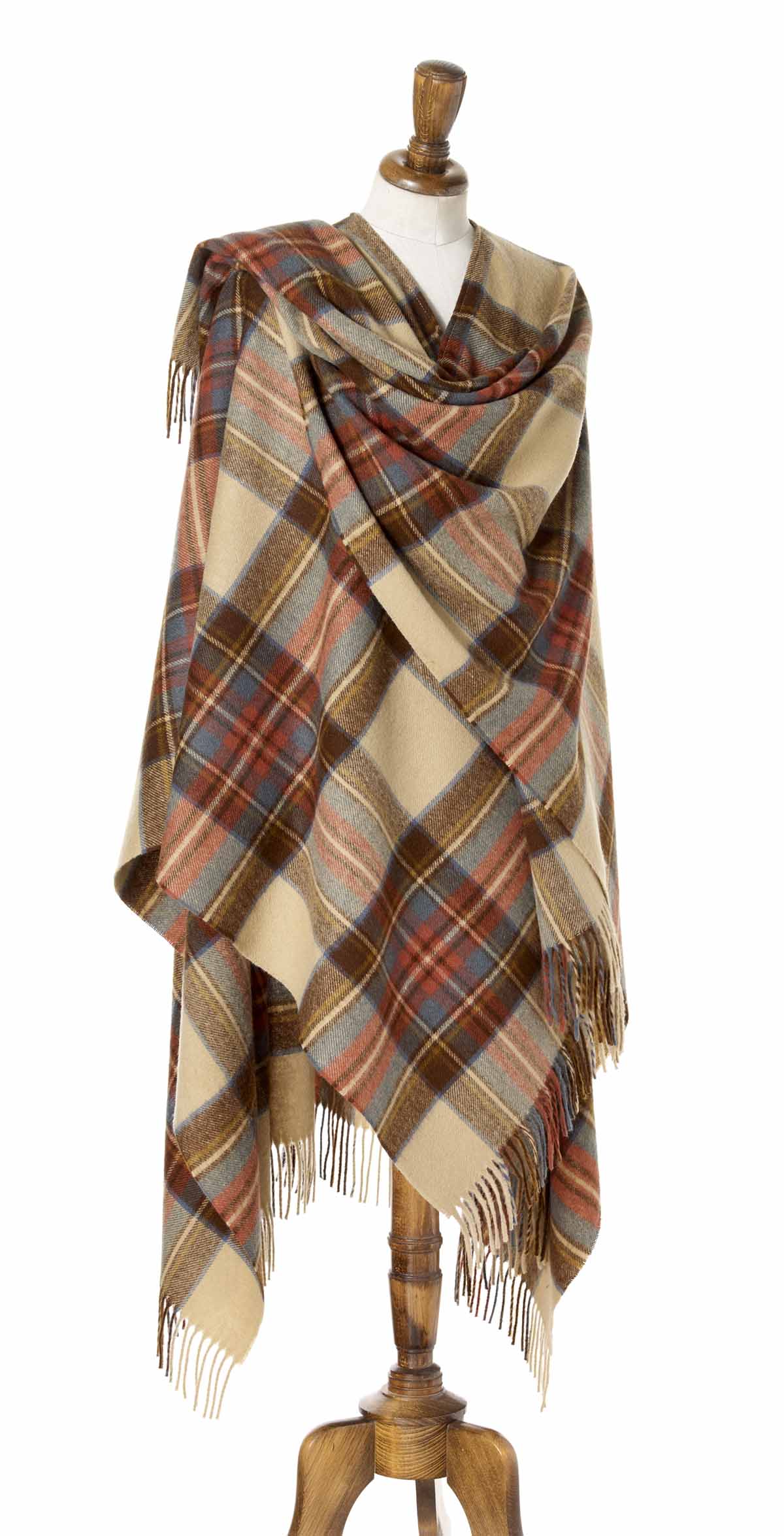 Premium Merino Lambswool Tartan Ruana Wrap - 9 Elegant Colors | Soft Winter Shawl for Women, Cozy Office Wear & Holiday Outfits