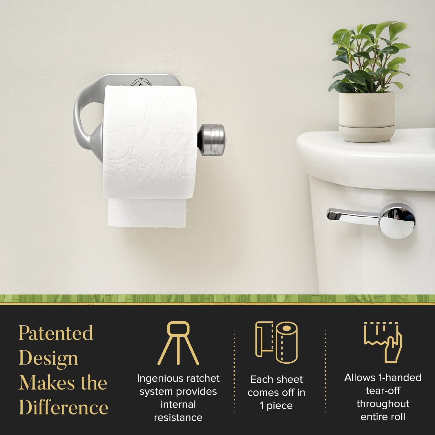 Stainless Steel Wall Mount Toilet Paper Holder - One Handed Operation, Easy Horizontal or Vertical Installation with Hardware Included (5 Inches) - Perfect for Bathrooms, Restrooms, and Powder Rooms
