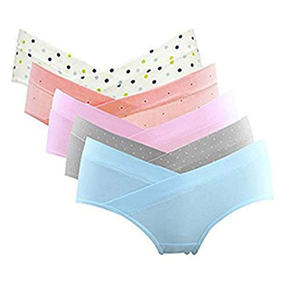 Comfortable Women's Maternity Under Bump Panties - Breathable Cotton Pregnancy Underwear, 5-Pack Multi Color for Everyday Wear & Postpartum Recovery