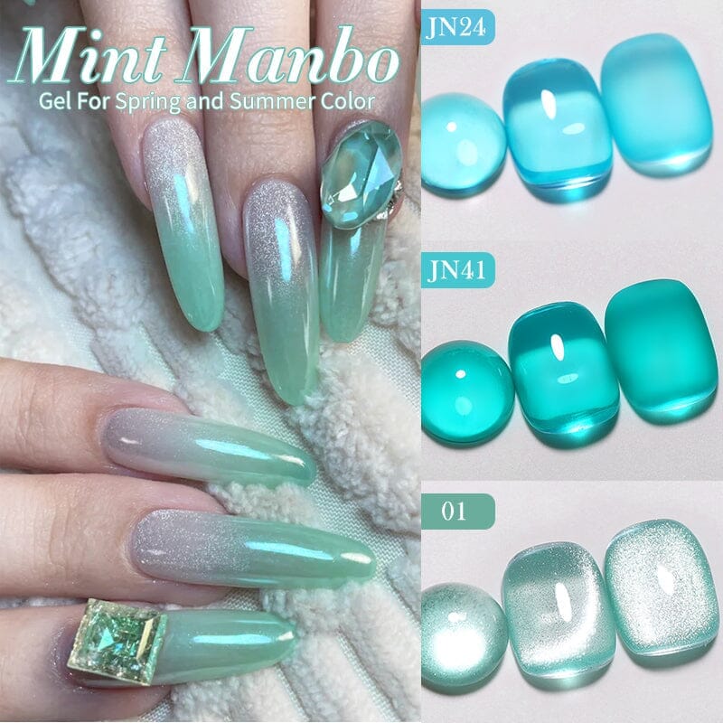 6 Colors Mint Manbo Gel Polish Set 01 - 10ml Nail Polish Kit for Salon & Home Manicure - Long Lasting UV LED Gel Nail Art for Women