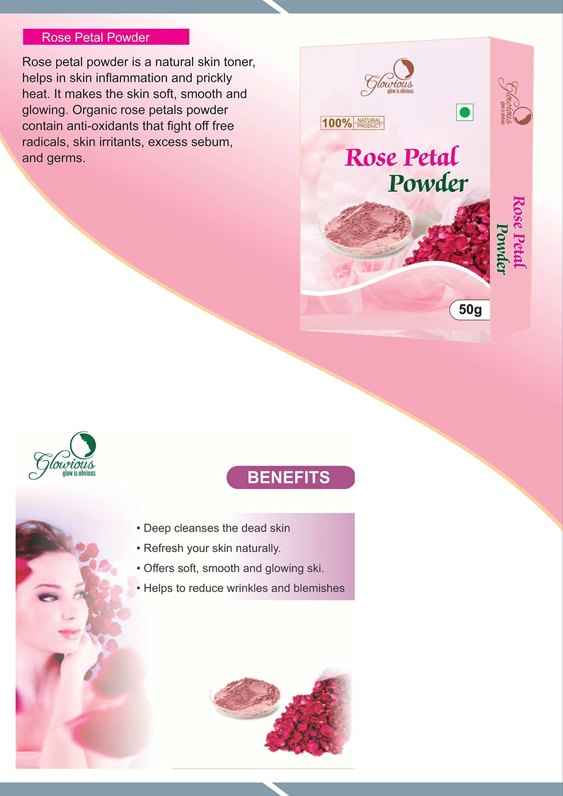 Glowious 4-Pack Botanical Powder Combo (Sandalwood, Orange Peel, Neem Leaf & Rose Petal) 200g Each | Natural Ayurvedic Skincare for Glowing Face & Radiant Skin | DIY Face Mask & Body Scrub for Spa Day at Home