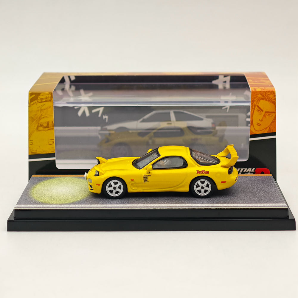 1/64 Scale Mazda RX-7 FD3S RedSuns Initial D Diecast Model Car with Open Headlights - HJ645007DA - Perfect for Anime Fans, Car Collectors & Display Cases