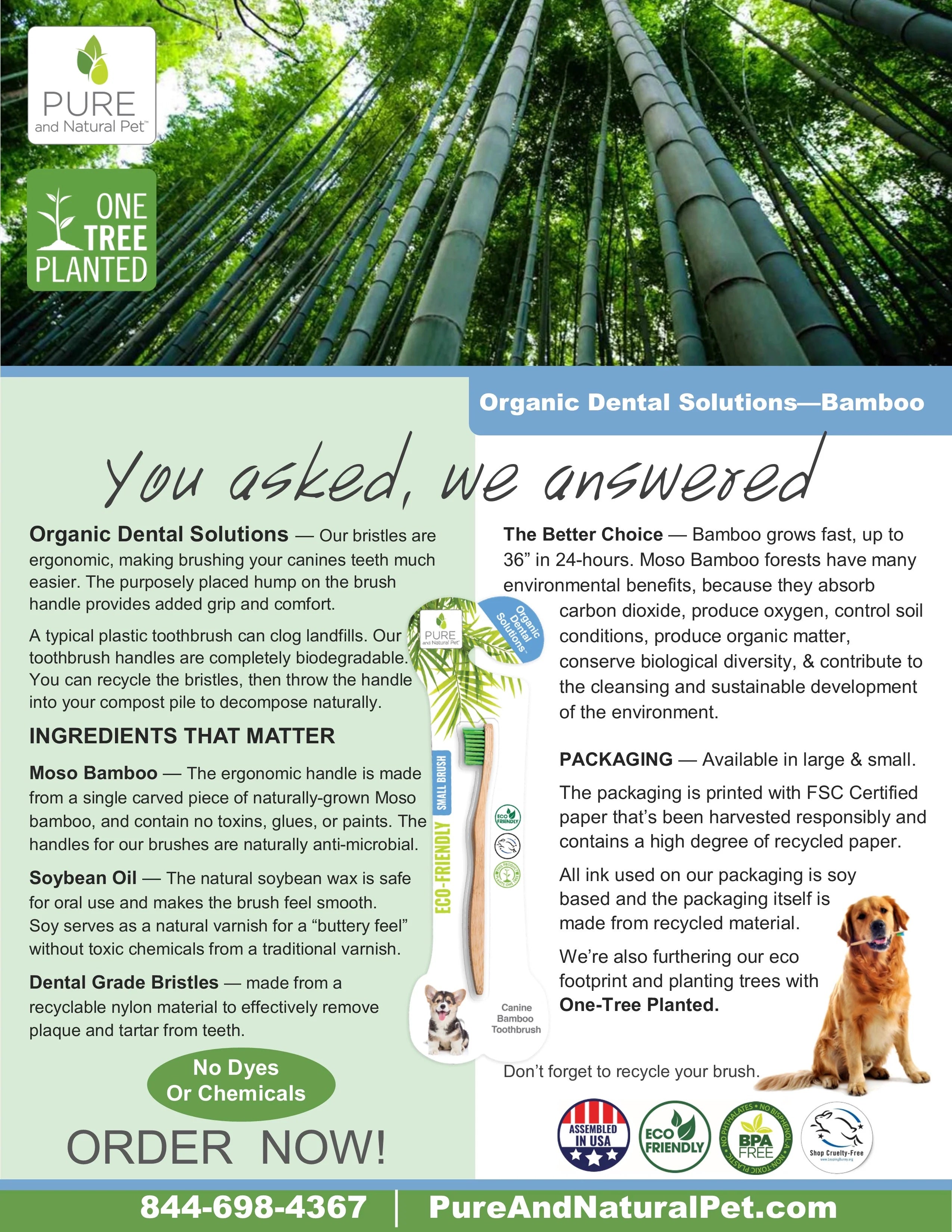 Organic Dog Toothpaste & Bamboo Toothbrush Set - Natural Dental Care for Dogs - Freshens Breath & Removes Plaque - Perfect for Daily Oral Hygiene at Home or Travel