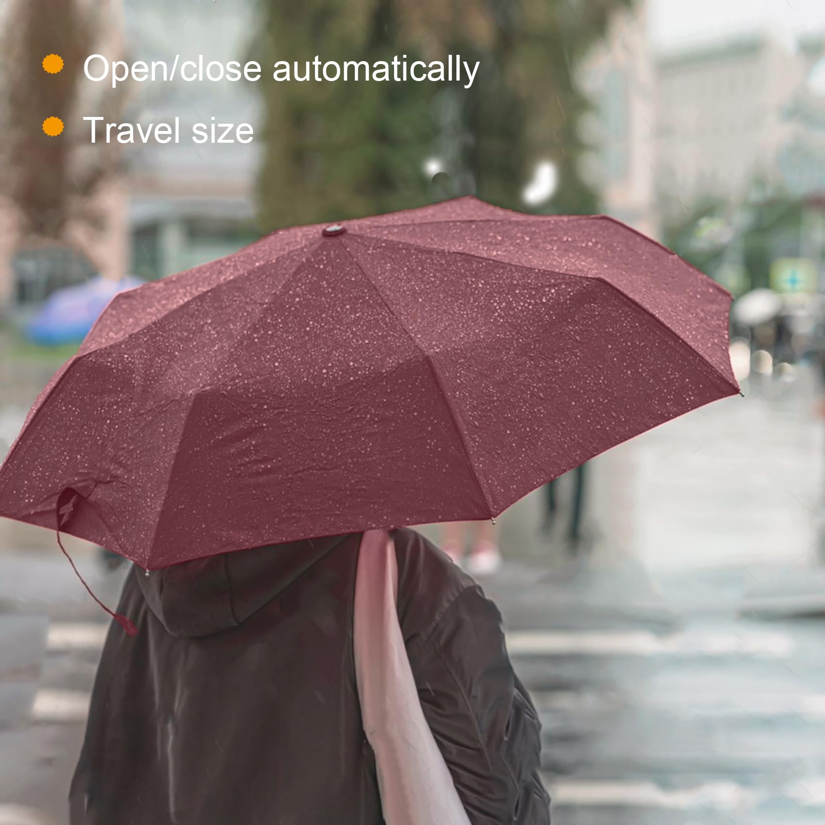 SIEPASA 2 Pack Auto Open & Close Compact Travel Umbrella - Lightweight Strong Windproof Mini Folding Umbrella for Men & Women - Perfect for Backpack, Commuting, Hiking (Black & Wine Red)