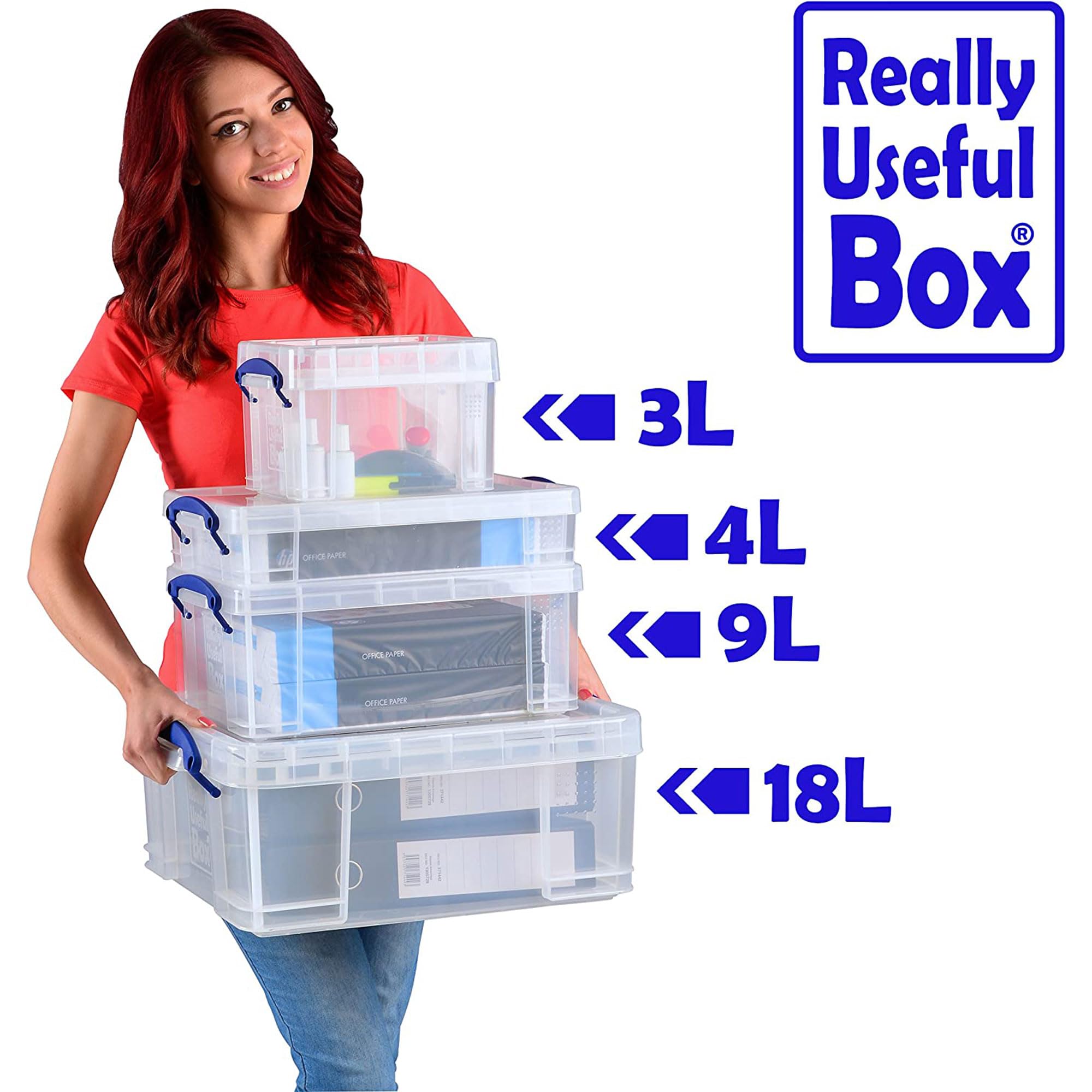 Really Useful Box 4L Storage Container with Lid & Clip Lock Handles - 10 Pack | Organize Home, Office & Craft Supplies | Durable Plastic Storage Bins for Closet, Kitchen & Garage Organization