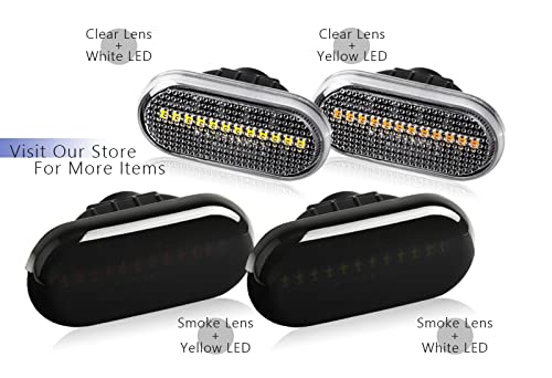 HYPERSPEED Front Side Marker Lights Turn Signal Lamp Assembly - 2PCS Compatible with Honda Civic Accord Fit Jazz CR-V Odyssey & Acura RSX - Smoke Lens White LED Replacement Car Accessories - Perfect for Night Driving and Vehicle Customization