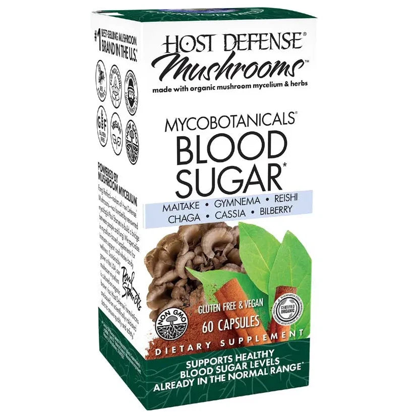 Host Defense MycoBotanicals® Blood Sugar Support Supplement - Organic Mushroom Blend for Glucose Metabolism & Wellness - Ideal for Diabetics & Healthy Lifestyle