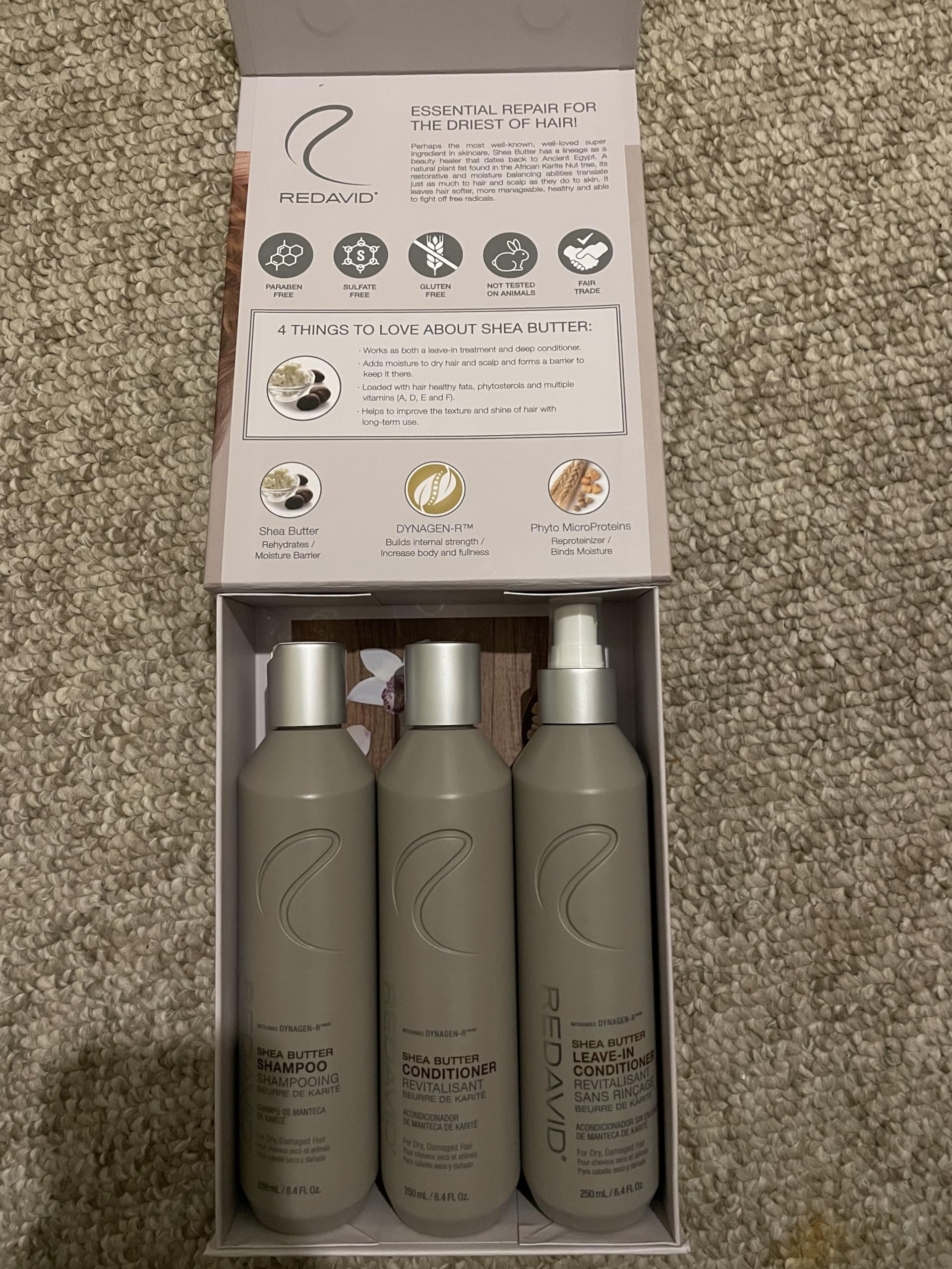 Organic Shea Butter Shampoo & Conditioner Set - 8.4 Oz for Dry, Damaged Hair - Sulfate Free, Paraben Free - Nourishing Hair Care Trio in Graphite Scent - Perfect for Daily Use & Salon Quality Results at Home