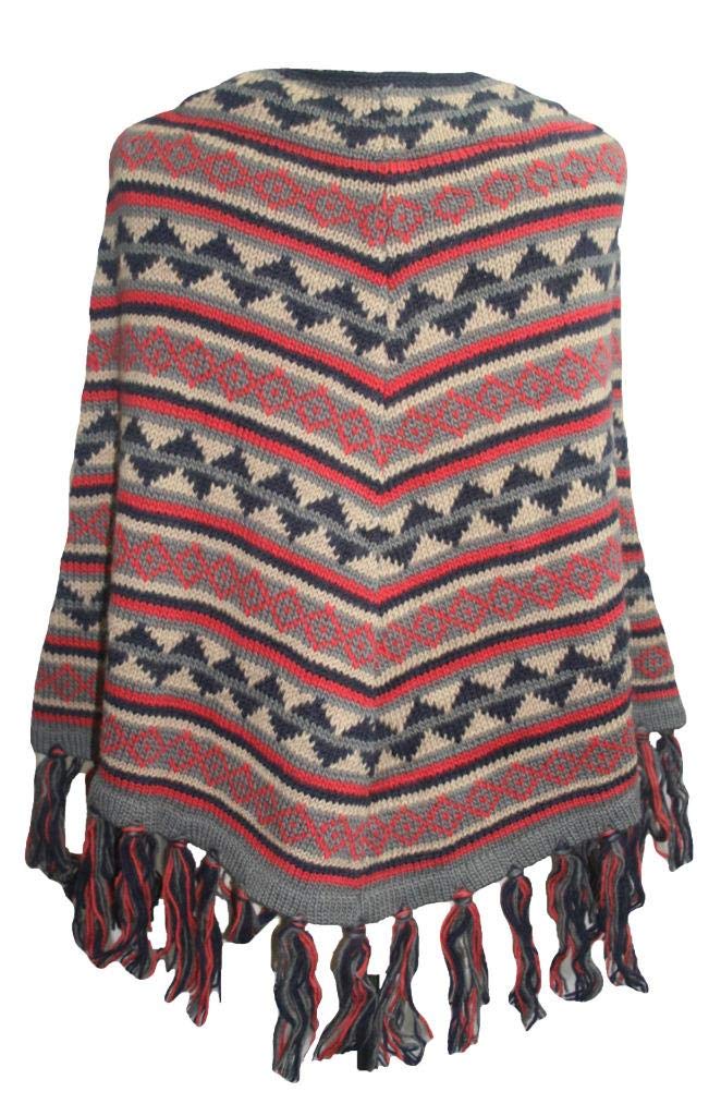 Stylish Women's Himalayan Soft Lamb Wool Hand-Knitted Warm Poncho Cape - Cozy Winter Shawl for Outdoor Activities & Casual Wear