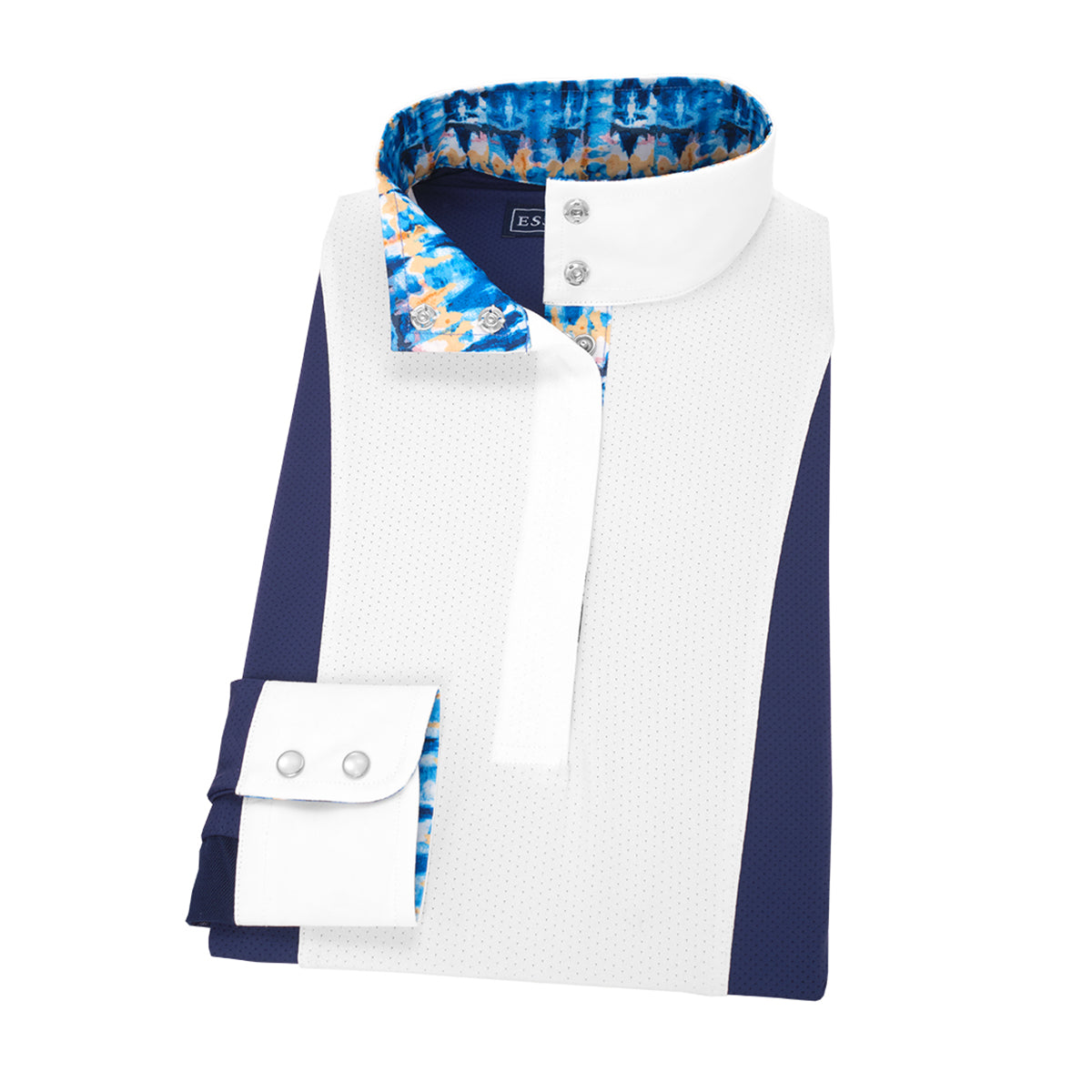 Essex Classics Women's Tie Dye Luna Performance Long Sleeve Show Shirt - Breathable Stretch Fabric for Dance, Yoga & Equestrian Riding
