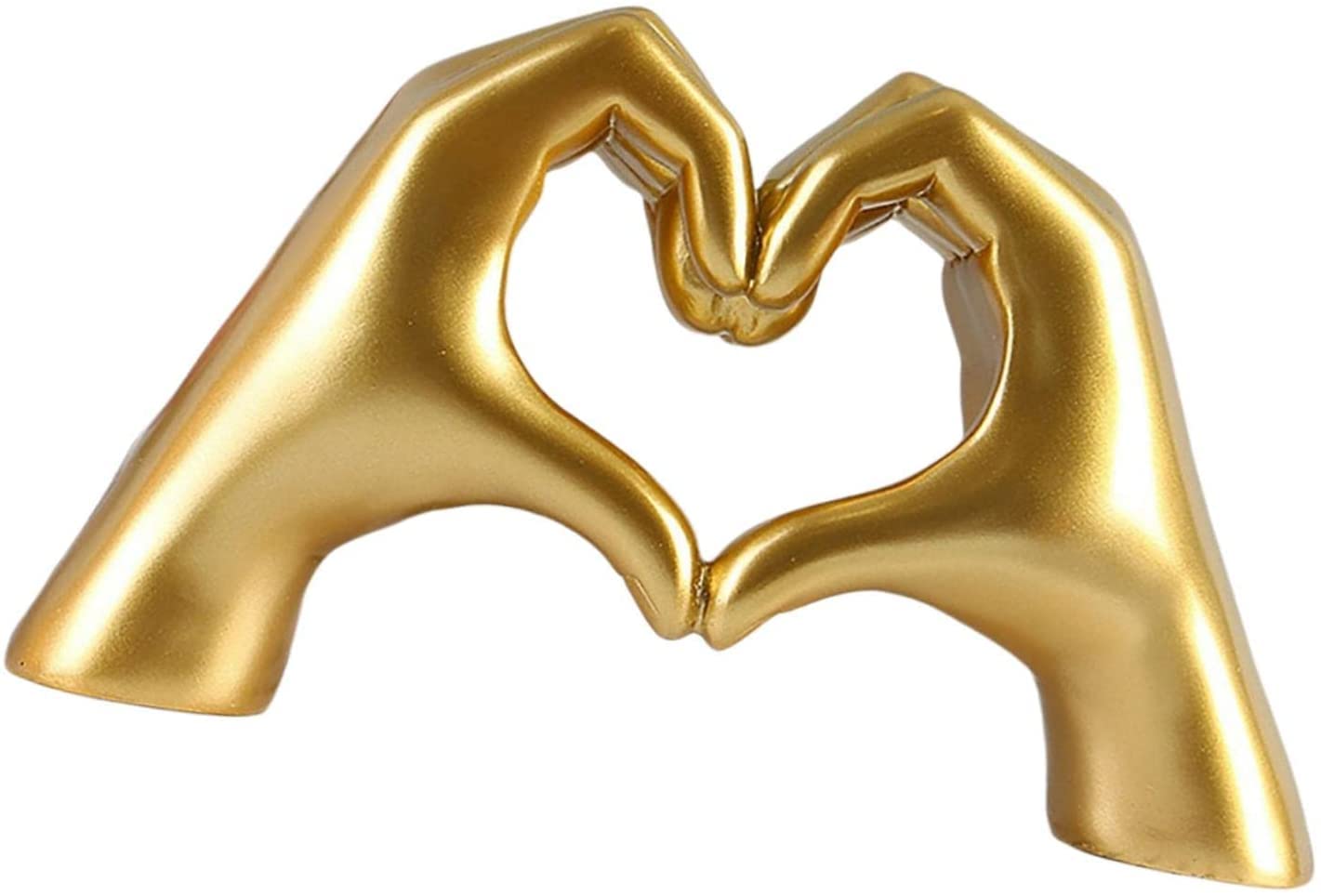 Heart Gesture Love Hand Sculpture - Golden Resin Desktop Statue for Home Decor, Living Room & Bookcase Display - Perfect for Valentine's Day Gifts, Wedding Anniversary & Romantic Home Decoration