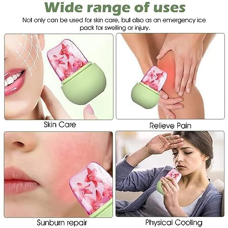 SGP Anti-Leak Silicone Ice Face Roller with Ice Molds - Cooling Facial Massage Tool for Puffiness & Dark Circles | Skincare for Women | Perfect for Morning Routine & Post-Workout Recovery