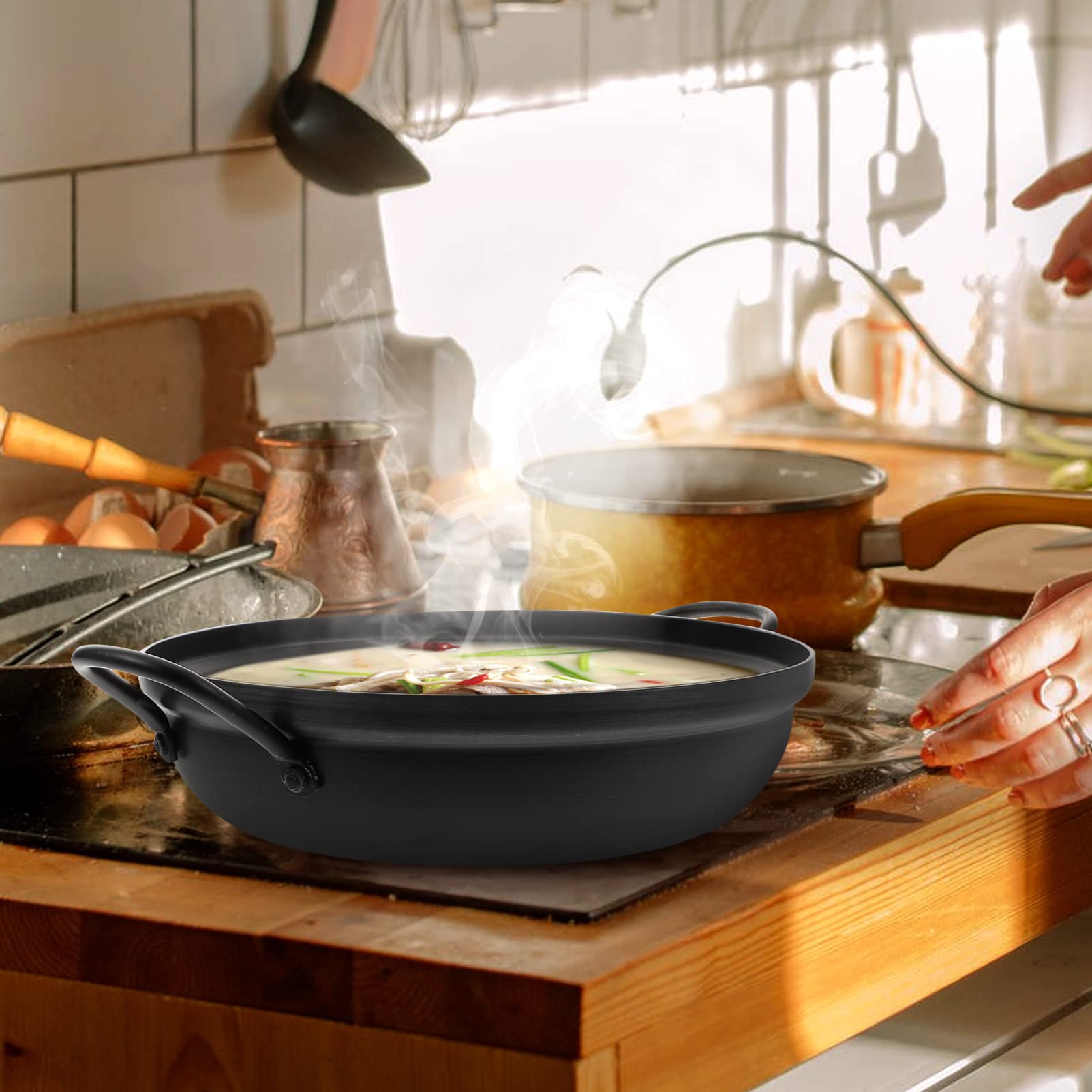 Premium Stainless Steel Hot Pot & Seafood Cooking Pot - Korean Style Soup Pot for Home Kitchen, Perfect for Shabu Shabu, Seafood Boil & Korean Army Stew