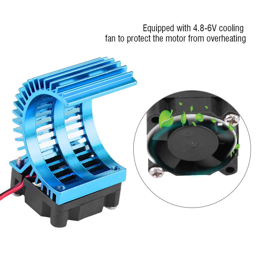 Dilwe RC Motor Heat Sink & Fan for 1/10 RC Cars - 540/550 Motor Cooling - Blue