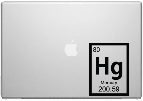 Mercury Element Science Vinyl Decal - Black Periodic Table Sticker for 13