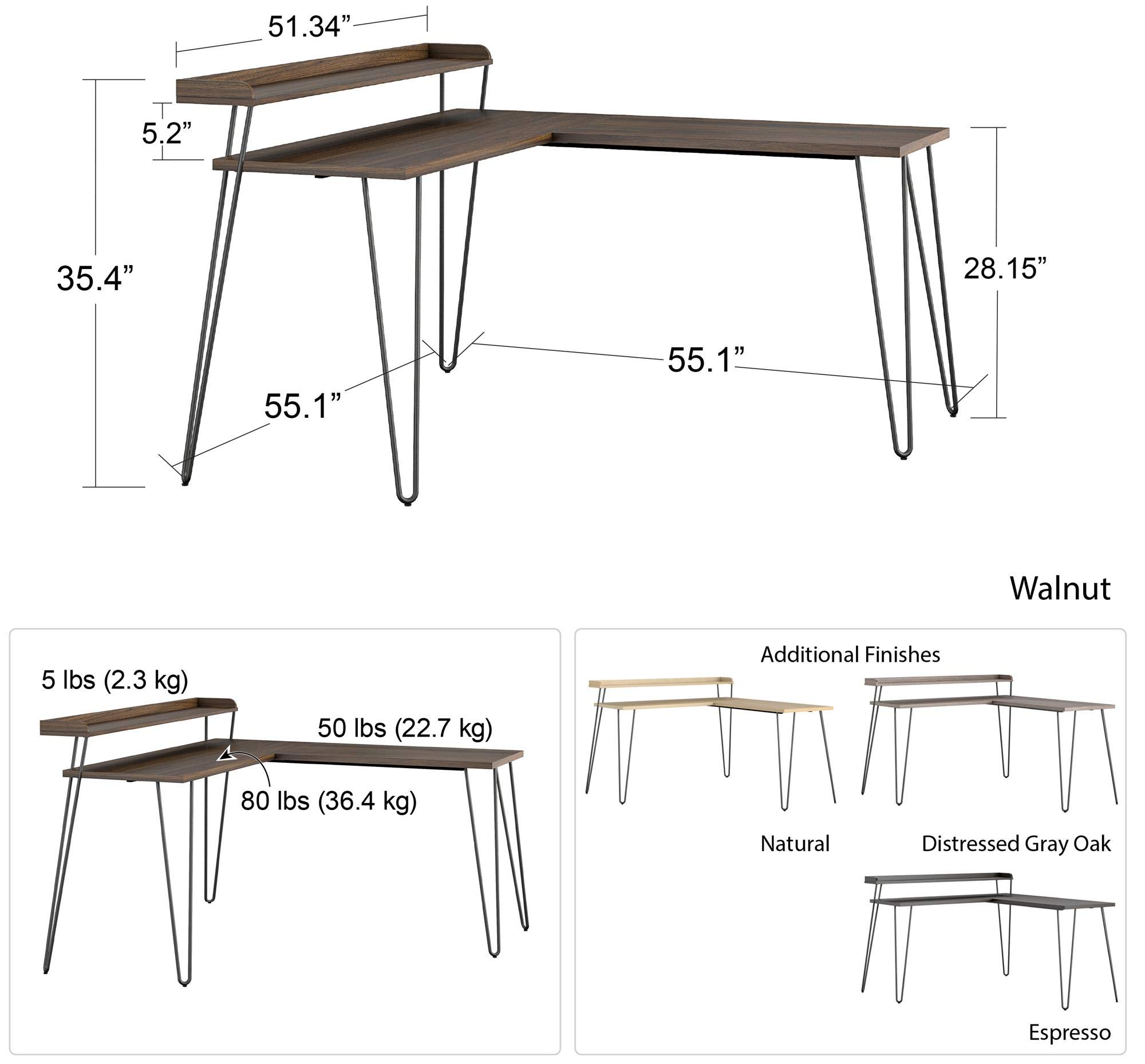 Ameriwood Home Haven L-Shaped Desk with Riser - Distressed Gray Oak Finish, Home Office Computer Desk for Work & Study, Perfect for Small Spaces & Remote Work