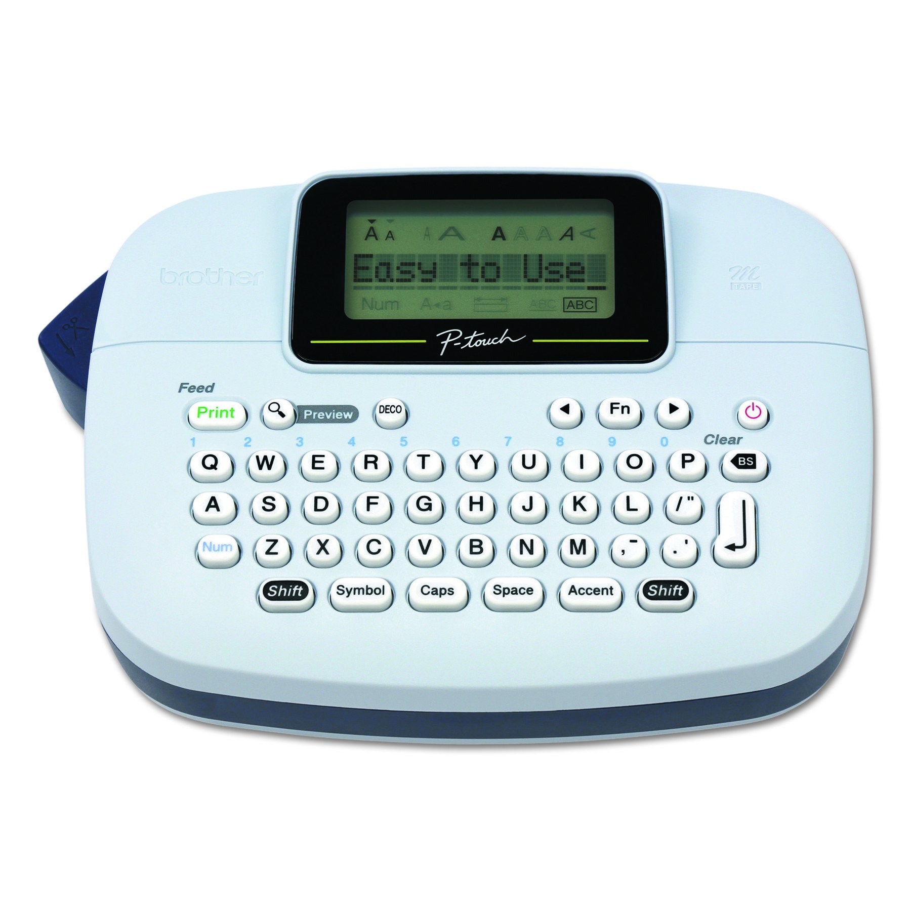 Brother P-Touch PTM95 Portable Label Maker - 9 Font Styles & 8 Decorative Patterns for Home & Office Organization (Navy Blue/Blue Gray) - Perfect for Labeling Files, Storage Boxes, Cables & School Supplies