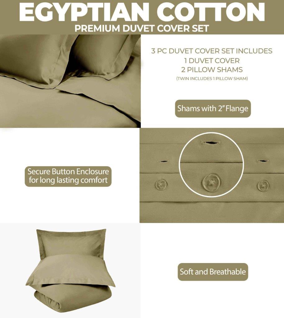 Premium 100% Egyptian Cotton Duvet Cover Set - 300 Thread Count, Breathable & Soft Bedding for All Seasons - Perfect for Master Bedroom, Guest Room & Luxury Hotels