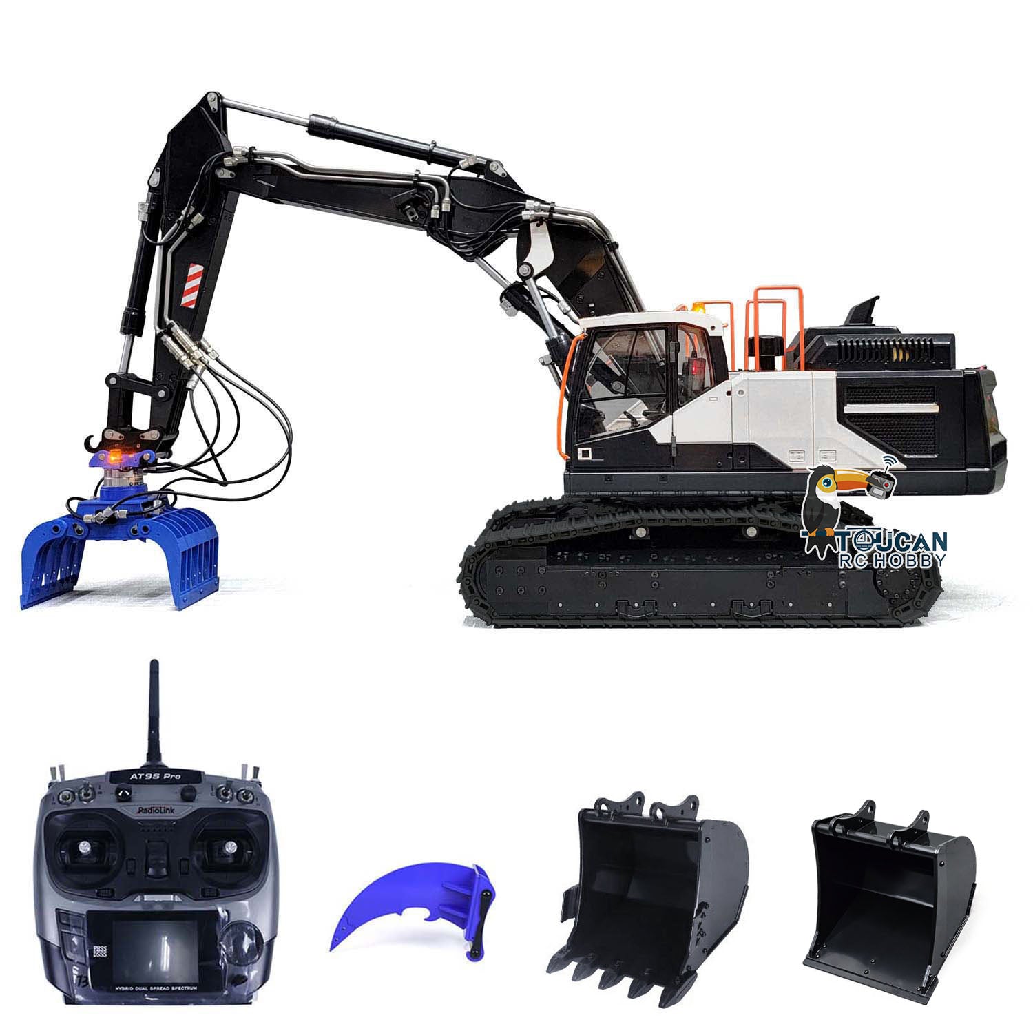 MTM 1/14 Scale EC380 RC Hydraulic Excavator - 10CH Remote Control Tracked Digger with 3 Arms & Grabber, Metal Heavy Duty Construction Toy for Adults - Perfect for Construction Simulation, Backyard Digging & RC Hobby Enthusiasts