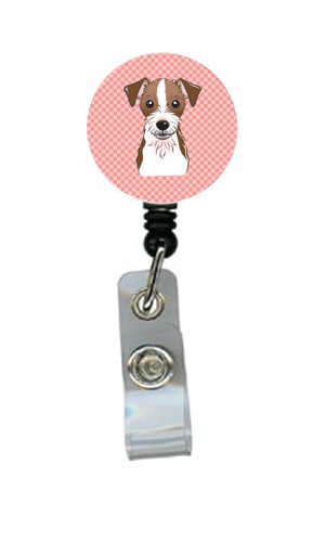 Pink Jack Russell Terrier Badge Reel - Retractable ID Holder for Work & Events