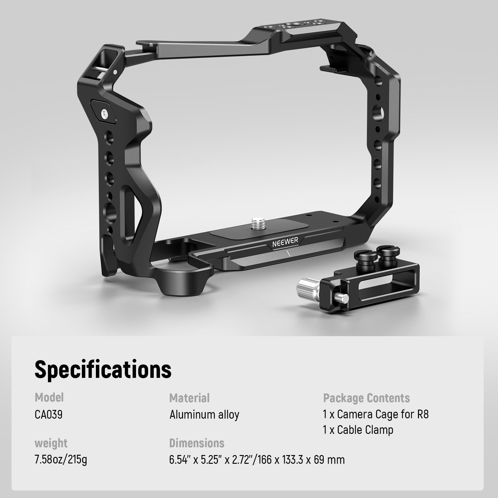 NEEWER CA039 EOS Camera Cage for Canon R8 - Professional Aluminum Alloy DSLR Rig with Cold Shoe Mount for Video Photography & Filmmaking | Perfect for Vlogging, YouTube Content Creation & Cinematic Shots