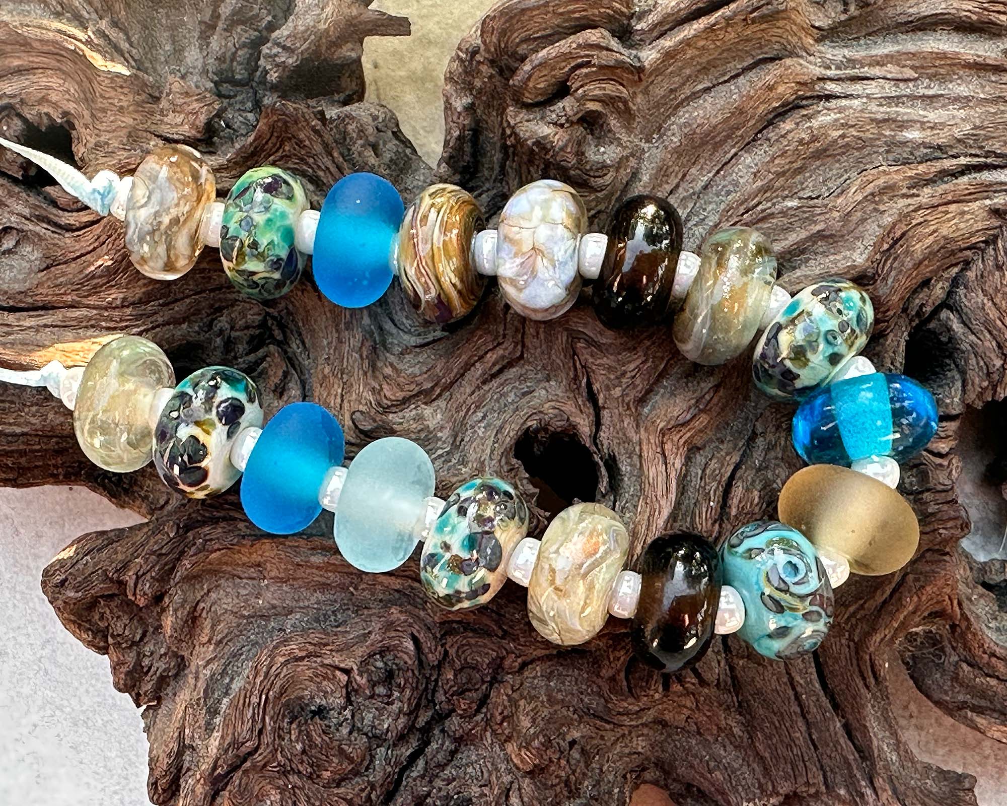 18pcs Turquoise Mosaic Mix Lampwork Glass Beads Set for Jewelry Making - DIY Necklace, Bracelet, Earrings Craft Supplies - Perfect for Boho, Handmade & Gift Projects