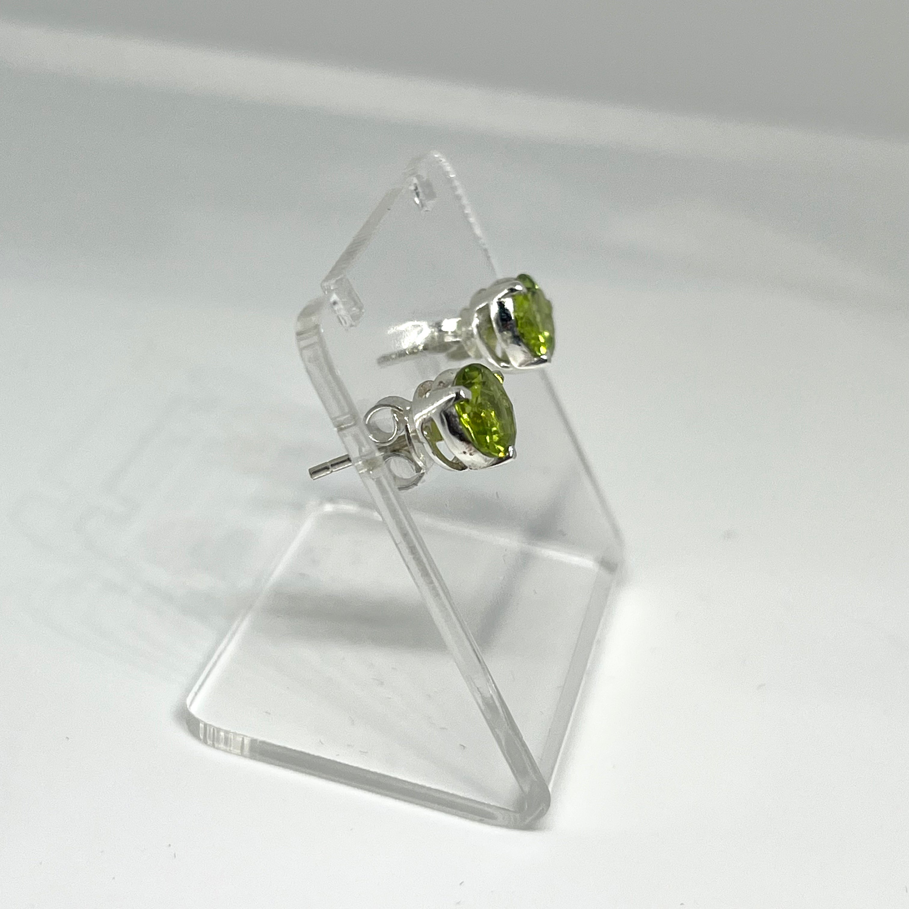 7mm Round Faceted Gemstone Stud Earrings - 3 Prong Set for Women (PSE006) | Perfect for Everyday Wear, Parties & Gifts