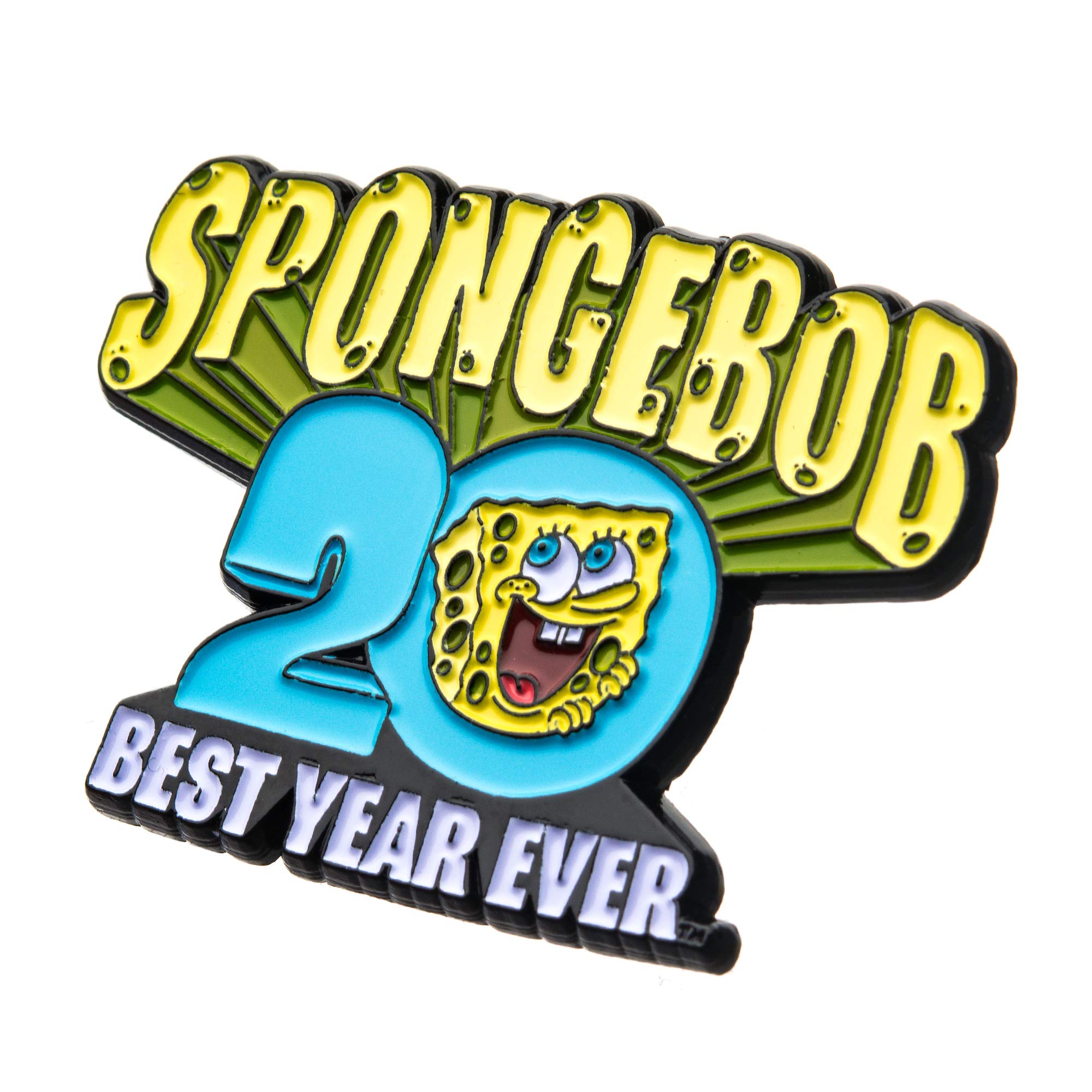 Nickelodeon SpongeBob SquarePants 20th Anniversary Best Year Ever Enamel Pin - Light Blue & Yellow White Collectible Badge | Perfect for Backpacks, Jackets, Hats & Fan Collections