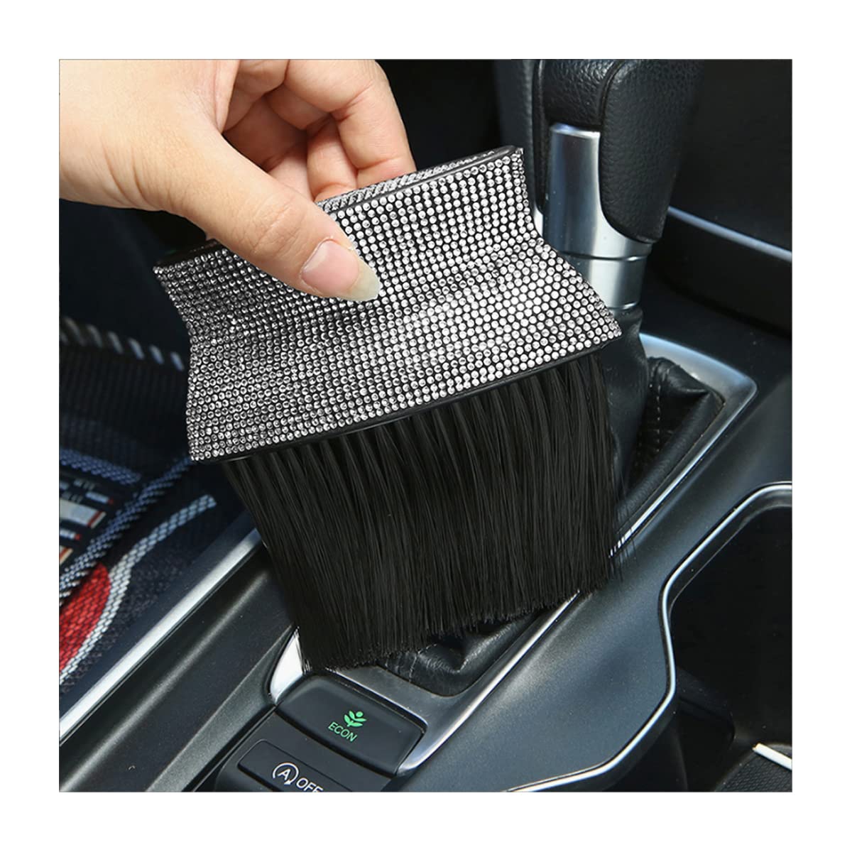 Moioee Bling Car Dust Brush - Rhinestone Cleaning Tool for Dashboard & Vents | Scratch-Free Soft Bristles | Perfect for Auto Detailing