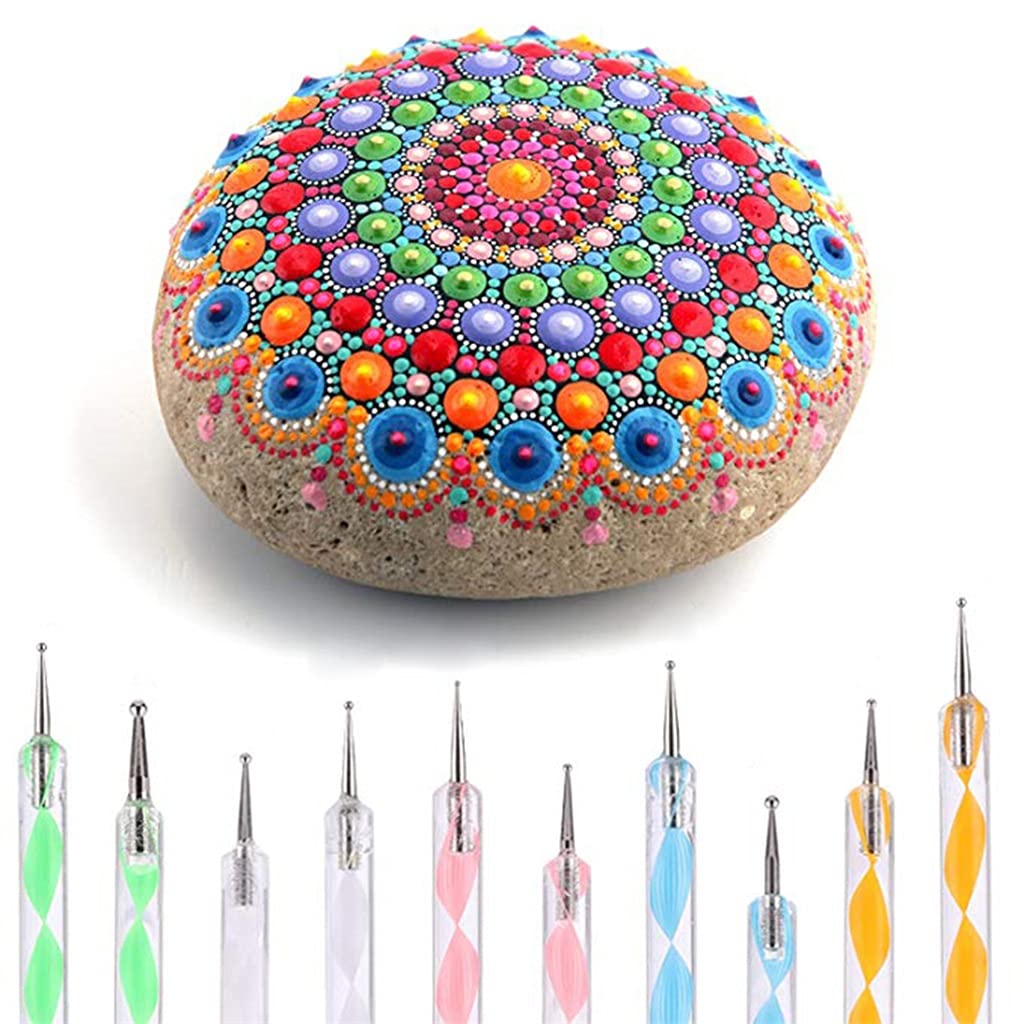 LEIGE Rock Painting Pen Set - Dotting Tools, Painting Stencils & Embossing Starter Kit for DIY Stone Art, Drawing Stylus Pens - Perfect for Rock Painting, Mandala Art & Craft Projects