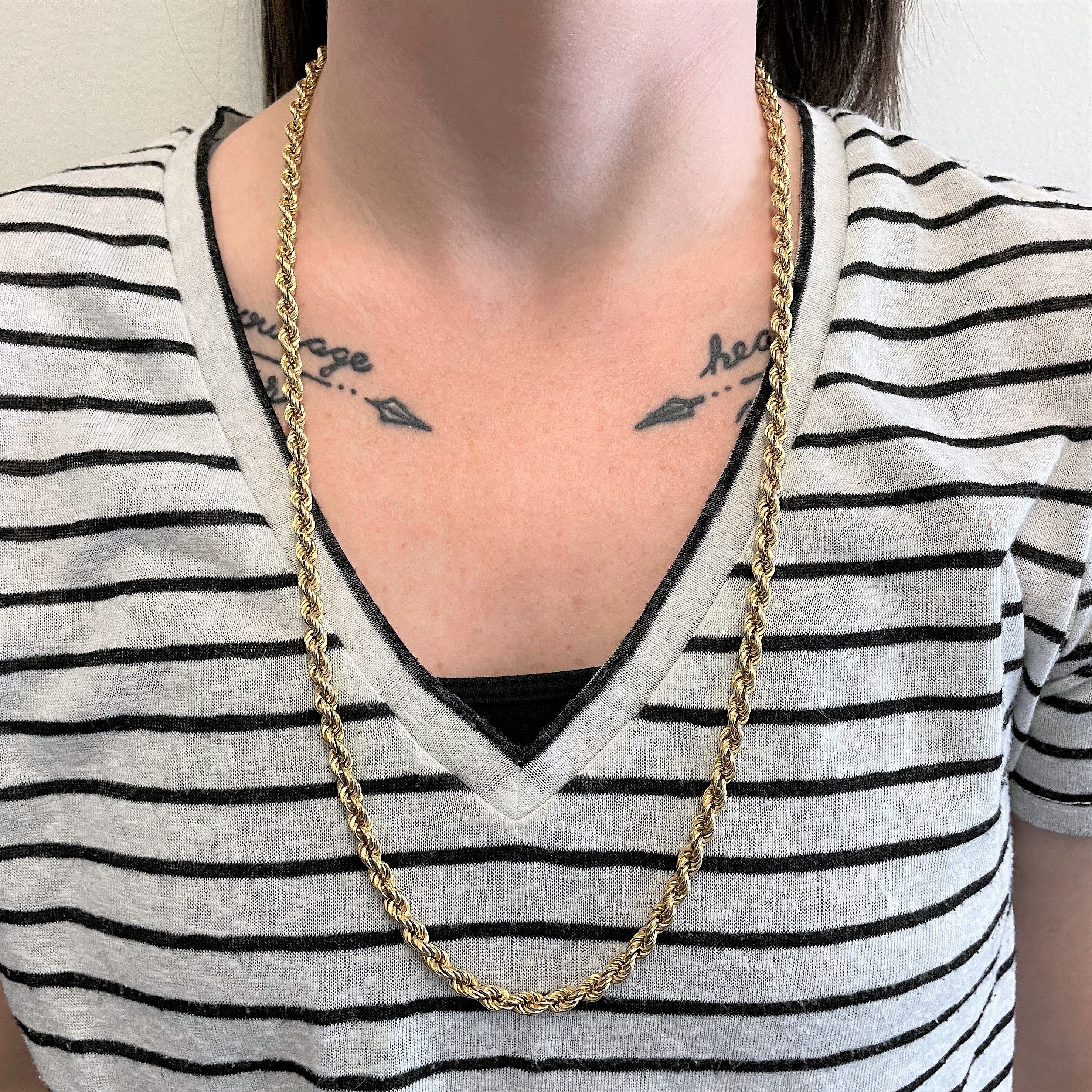 10K Yellow Gold Rope Chain Necklace - 28 Inch Solid Gold Rope Chain for Men & Women | Perfect for Everyday Wear, Gifts & Special Occasions