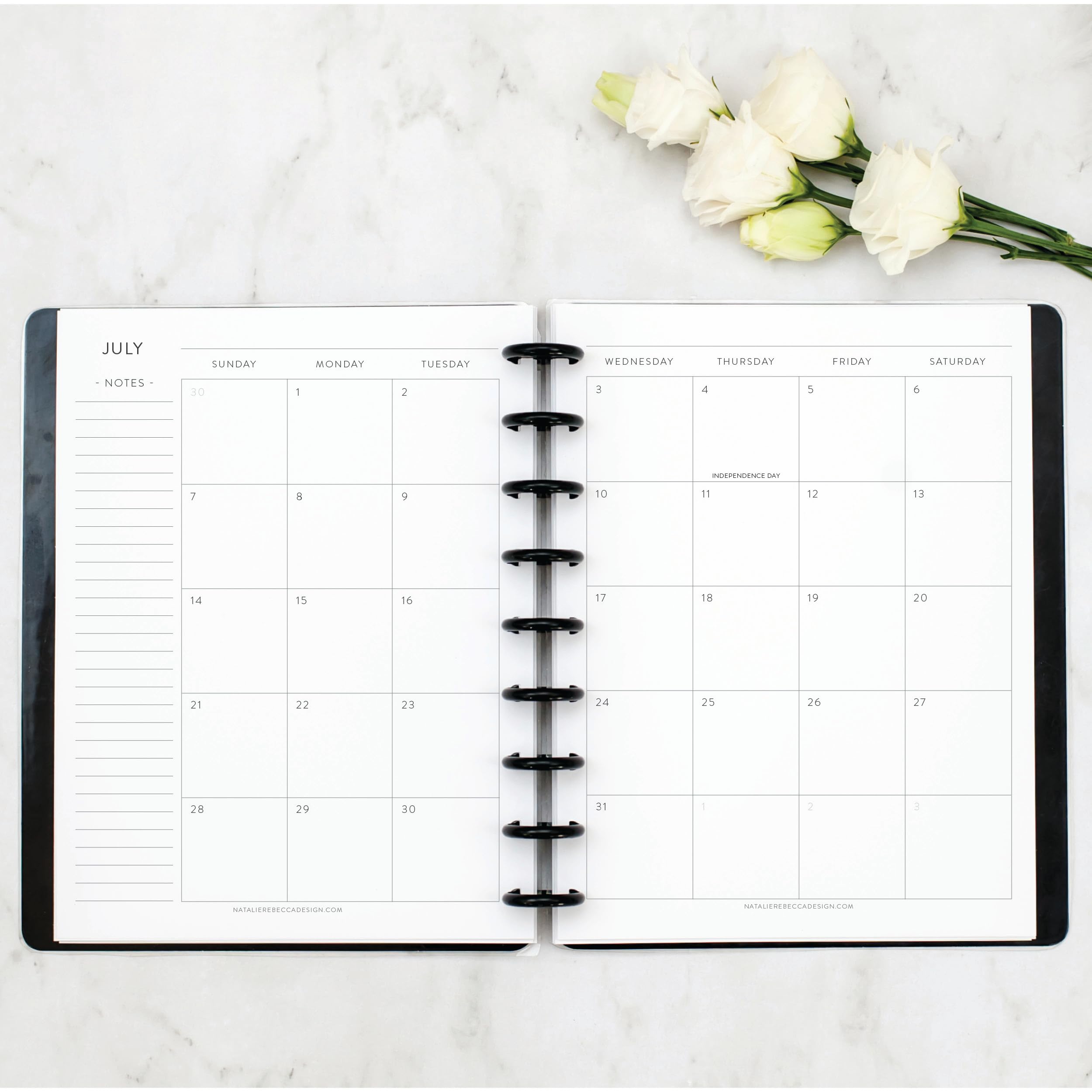 BetterNote July 2025 - June 2026 Academic HOURLY Planner - 9-Disc Refill for Discbound Notebooks (7