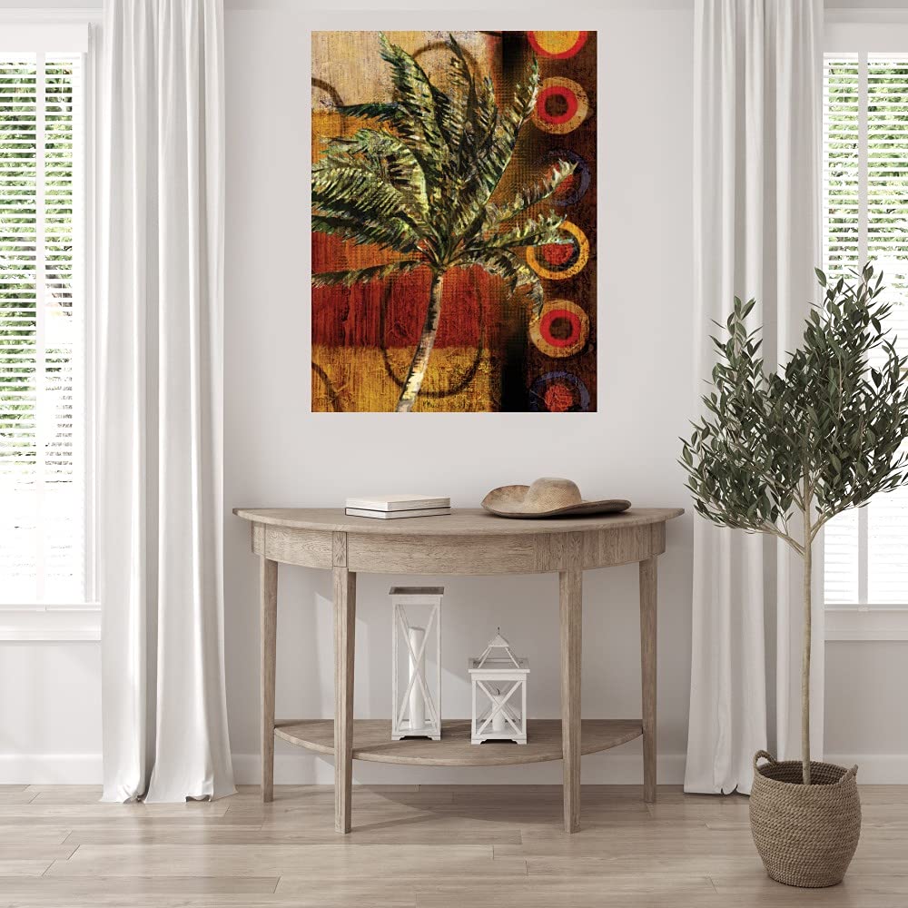 Contemporary Palm Vertical Canvas Wall Art by Artist Paul Brent - Ready to Hang 24x32 Inch - Perfect for Living Room, Bedroom, Bathroom, Kitchen, Office, Bar & Dining Room Decor - Modern Tropical Home & Office Wall Decor