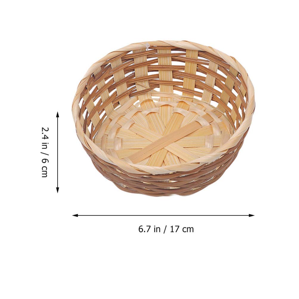 EXCEART 3-Piece Natural Wicker Fruit Basket Set - Round Willow Woven Bread Serving Tray & Storage Basket for Kitchen, Dining Table, Picnic, Party - Eco-Friendly Home Decor