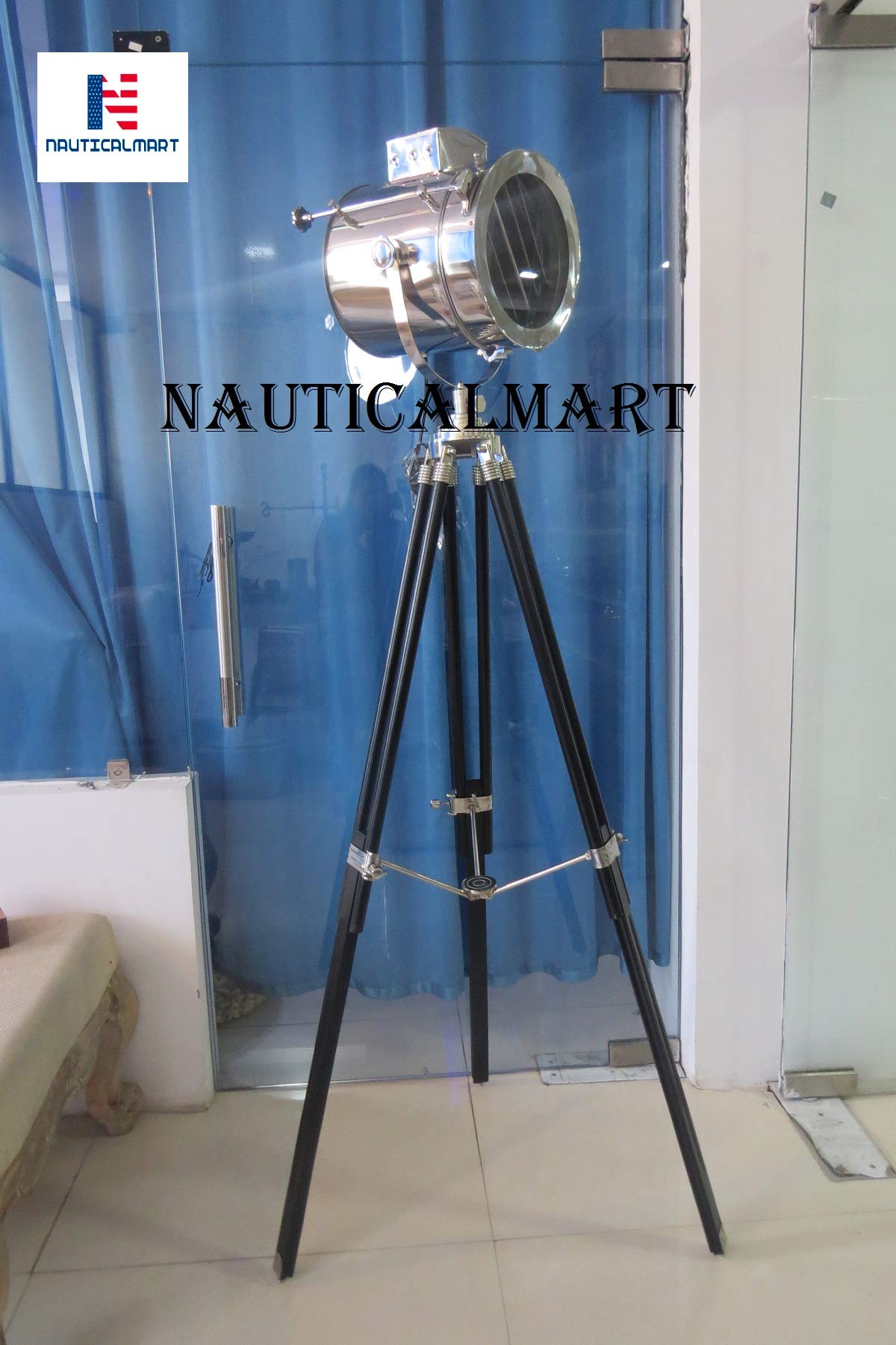Modern Chrome Tripod Floor Lamp with Adjustable Spotlight - Elegant Royal Design for Living Room, Bedroom, or Office Lighting
