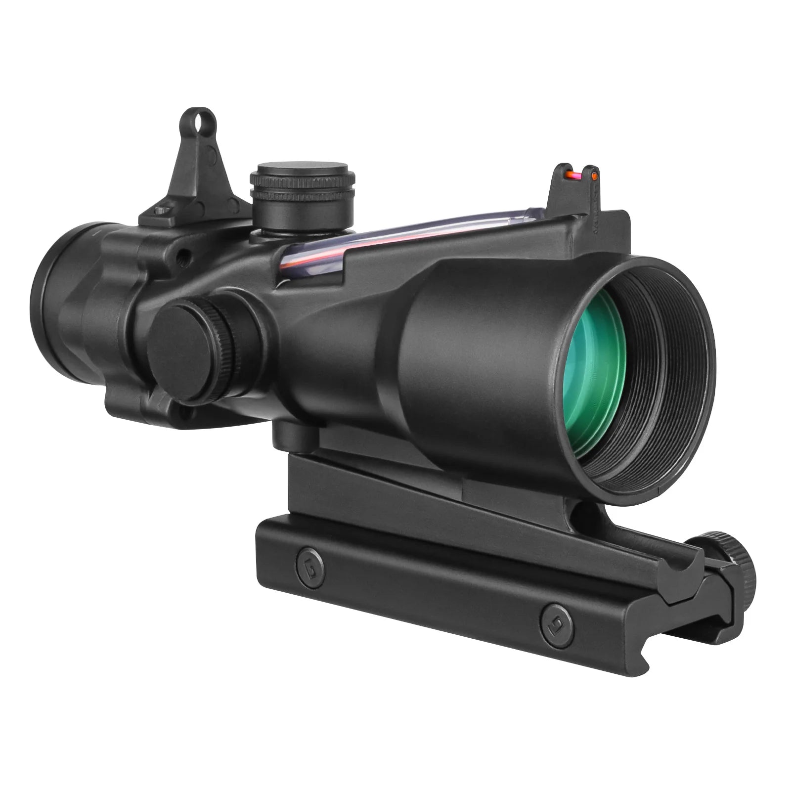 4x32 ACOG Tactical Rifle Scope with Real Red Fiber Optic & RMR Mount - Compatible with .223 & .308 Caliber Rifles - Perfect for Hunting, Tactical Shooting & Long-Range Precision
