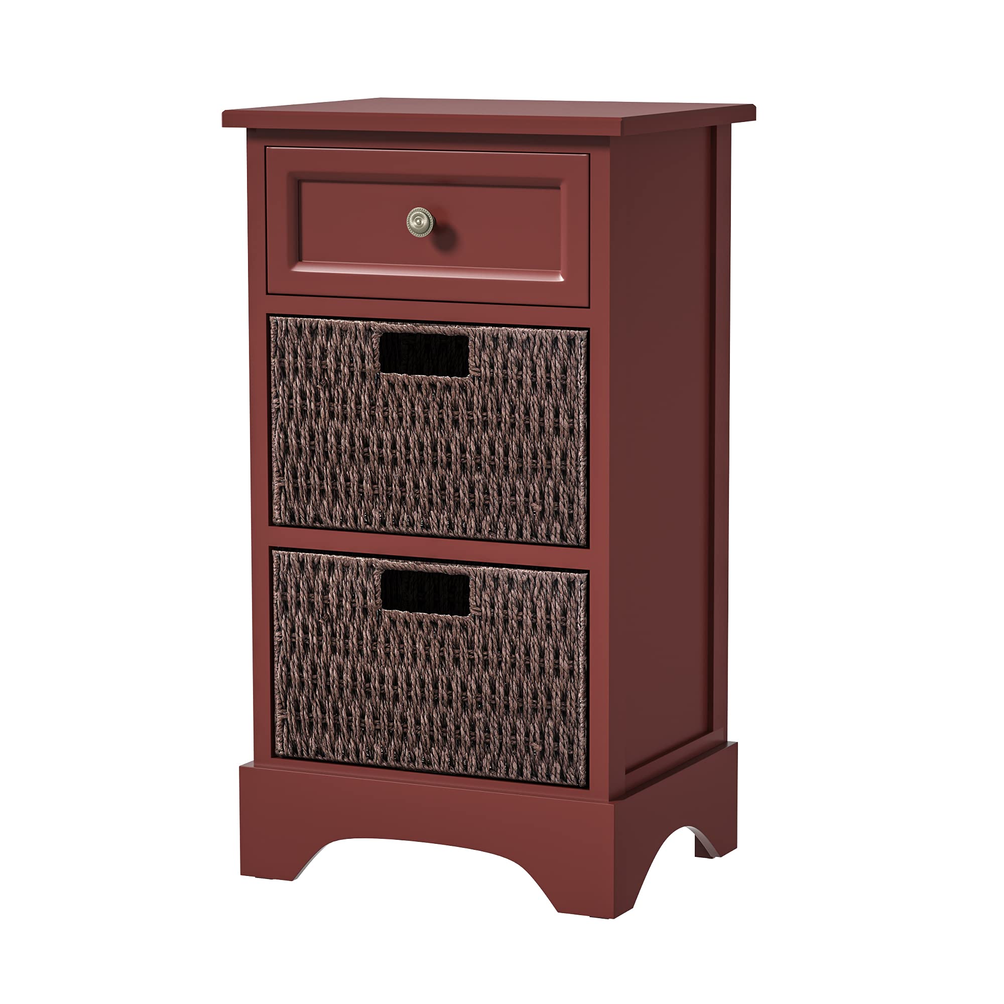 Solid MDF Accent Cabinet with Drawer & Storage Baskets - Modern End Table for Living Room, Bedroom, Entryway & Dining Room - Perfect for Home Decor, Organization & Small Space Storage