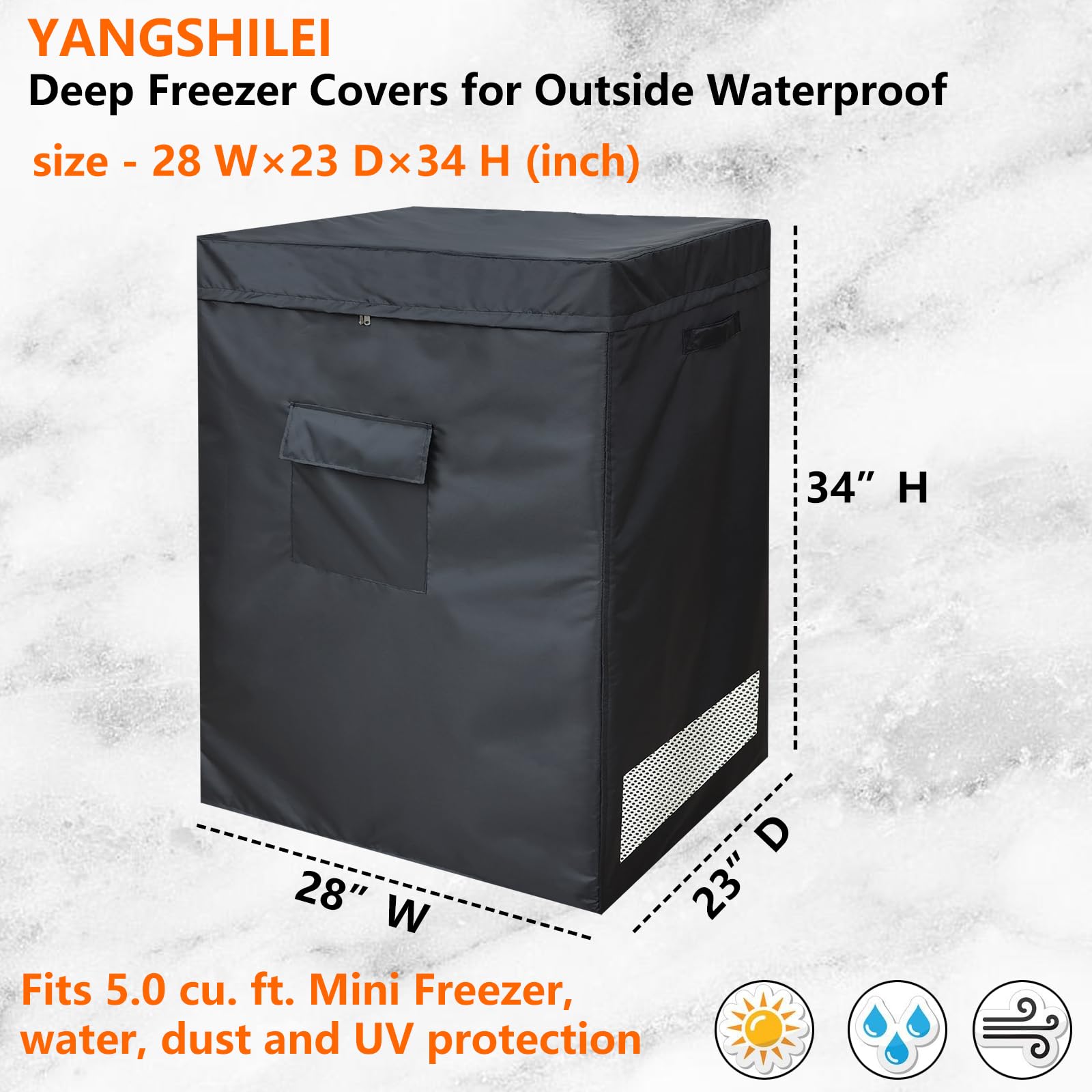 5.0 Cubic Feet Chest Freezer Cover - Waterproof & UV Protection Outdoor Deep Freezer Cover with Zipper Top (28