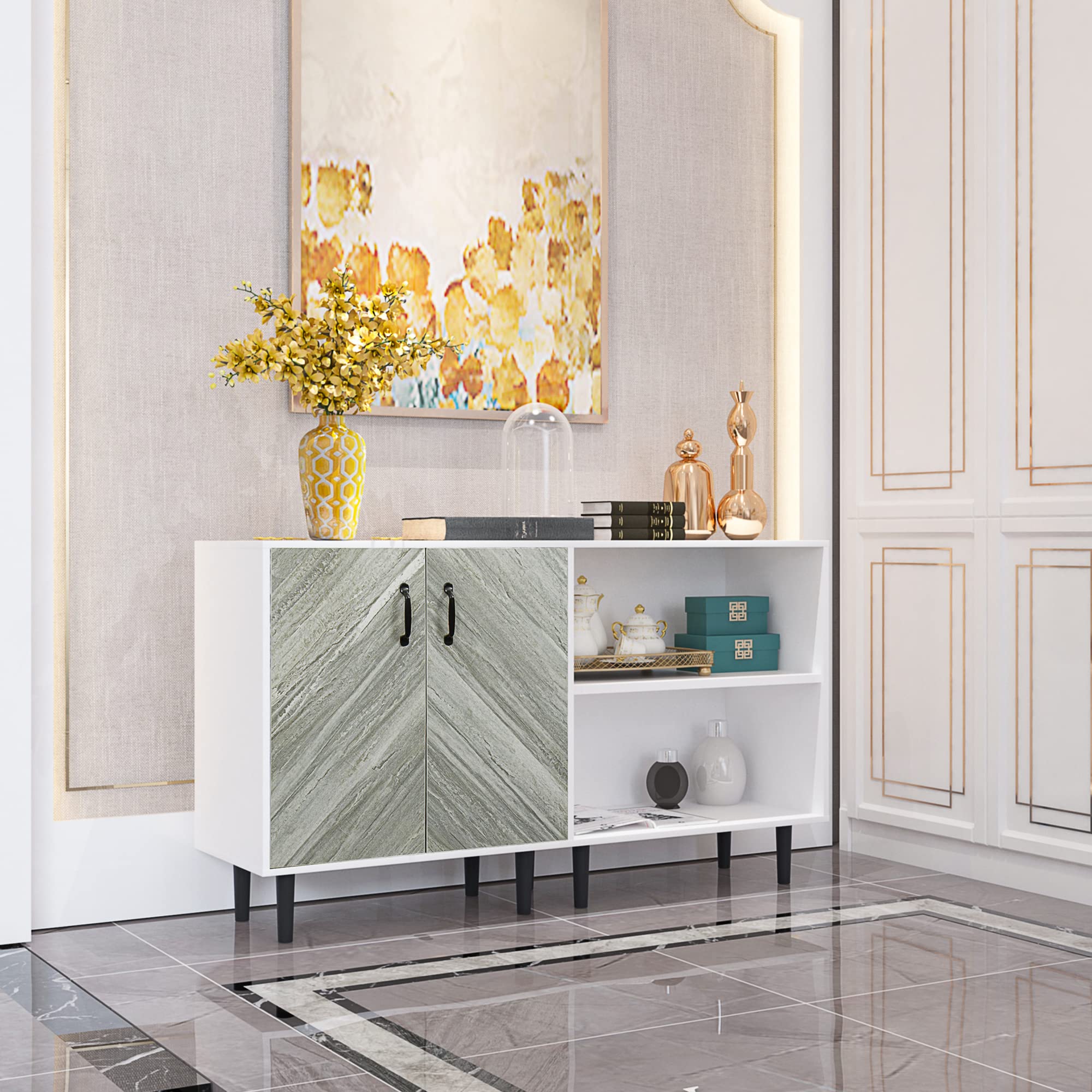 DMAITH 2-Door 3-Shelf Storage Cabinet - Freestanding Entryway Sideboard for Living Room, Office & Bedroom - Perfect for Organizing Books, Decor & Essentials
